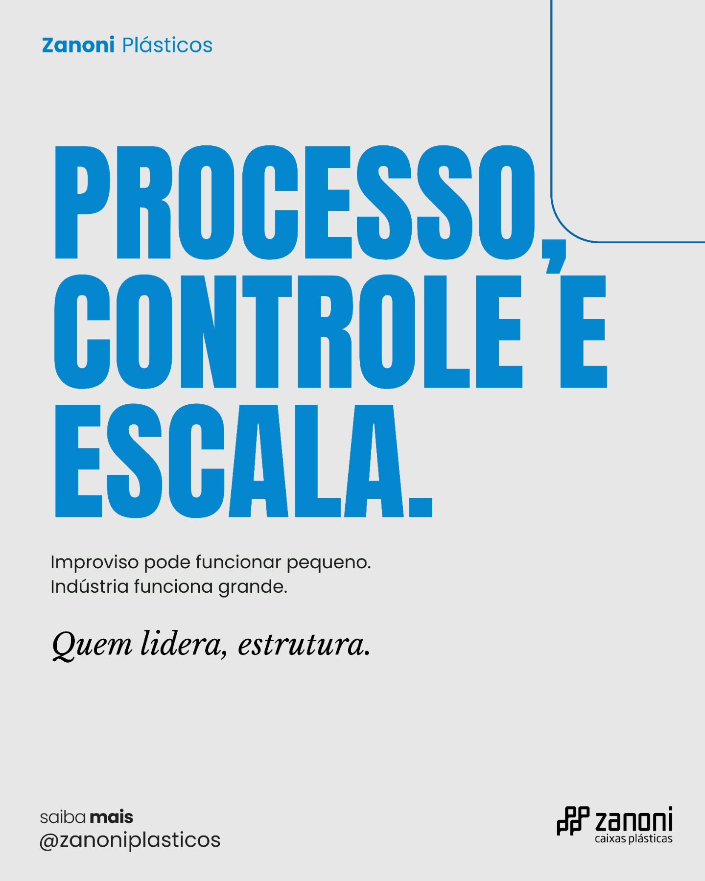 Processo, controle e escala
Improviso pode até funcionar no começo.
Mas indústria de verdade cresce com estrutura.
Quem lidera, define padrão.
Quem define padrão, escala com segurança.
📦 Na Zanoni Caixas Plásticas, cada etapa é pensada para sustentar volume, qualidade e previsibilidade.
Não é sobre caixa.
É sobre operação preparada para crescer.
#GestãoIndustrial #Processos #EscalaComQualidade #IndústriaBrasileira #LogísticaInteligente