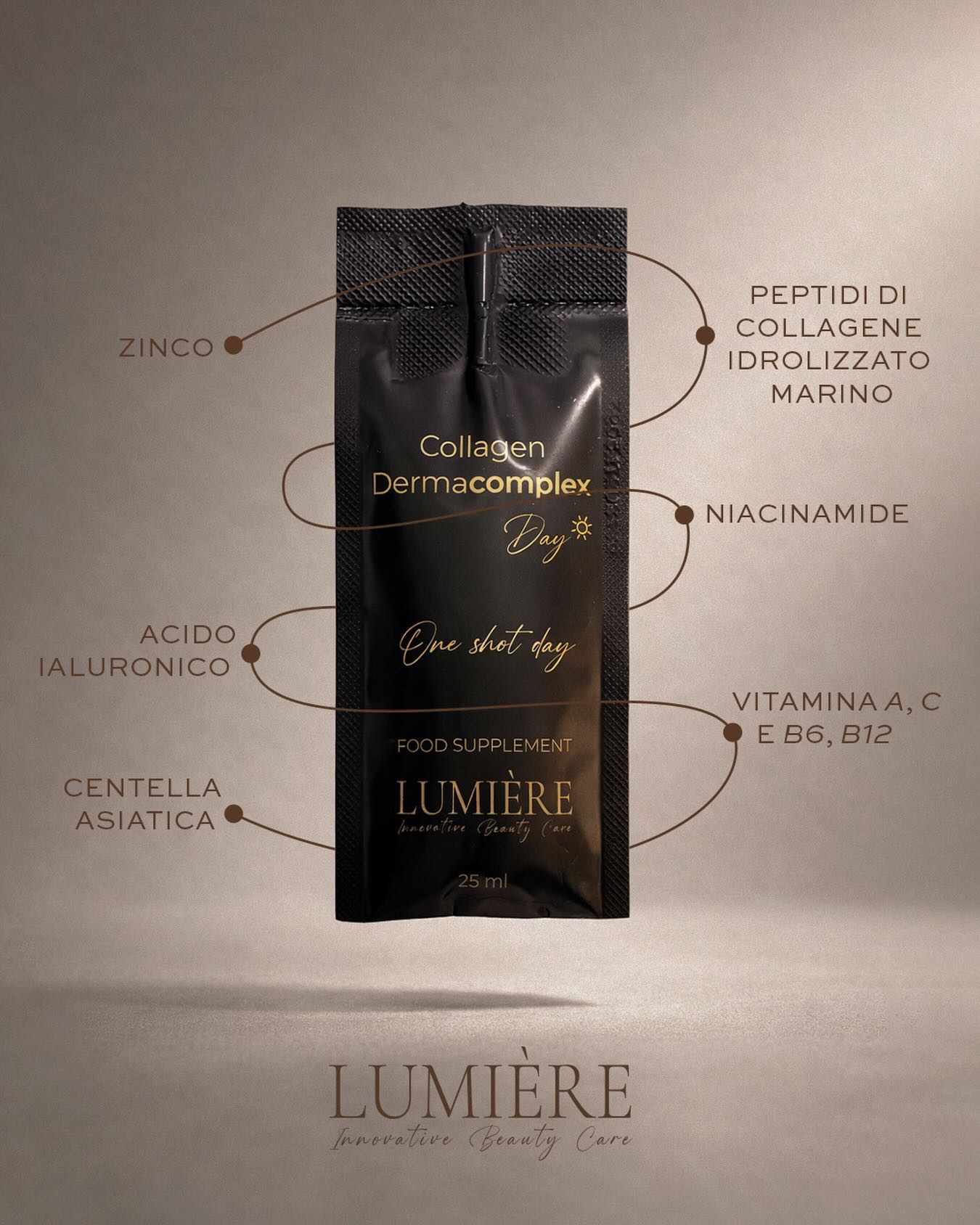 Il collagene è la proteina chiave che mantiene la struttura della pelle, tuttavia con l’età, la sua produzione fisiologica diminuisce.
Collagen DermaComplex è arricchito con nutrienti selezionati per supportare questo processo biologico e favorire l’elasticità cutanea a lungo termine.