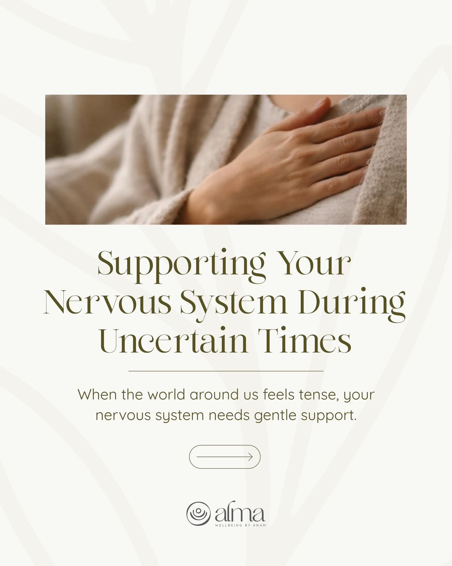 When the world feels uncertain, our nervous system often carries the weight of it before we even realize it.
News cycles, global tensions, and constant information can quietly increase anxiety, restlessness, and mental fatigue. During times like these, supporting your nervous system becomes essential for maintaining clarity, emotional balance, and wellbeing.
Small, grounding practices can help bring the body back to a state of calm. Gentle breathing, limiting information overload, staying connected with supportive people, and moving the body are simple ways to signal safety to the nervous system.
You do not need to control everything happening around you. But you can support how your body and mind respond to it. Sometimes the most powerful thing we can do during uncertain times is slow down, reconnect with ourselves, and create small pockets of calm throughout the day.
The Way Forward.
Alma Wellbeing By Anam 💫
#crisis #nervoussystemregulation #mentalhealth #lifecoach #almabyanam