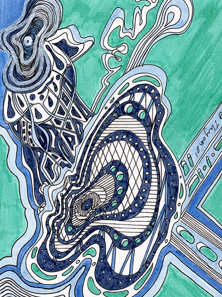 Fourth and final drawing in this revised 4½ × 6 inch series.
What began as simple contour lines gradually evolved into layered structures—organic flow meeting geometric pattern. I love watching how complexity emerges when I just keep following the line.
Original ink drawing with watercolor accents.
DM for availability — $75 shipped flat in a protective sleeve.