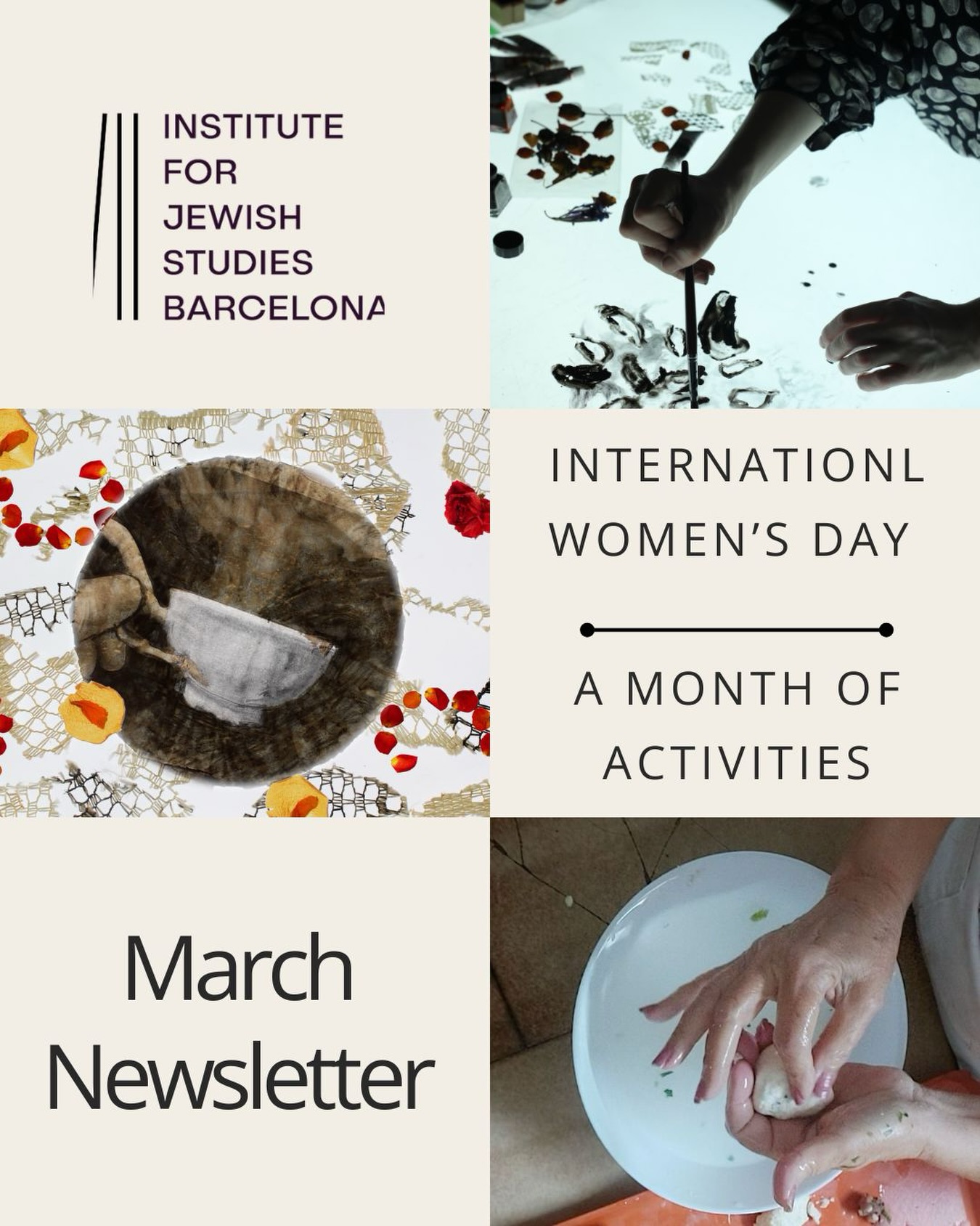 Today, on International Women’s Day, we’re happy to share our March newsletter.
This month at the Institute for Jewish Studies Barcelona (EJB) focuses on women, memory and creation - through art, research and public encounters.
Explore the programs, artists and upcoming events: link in bio.
Highlights of this month:
Passa Punto - Exhibition by Danielle Alhassid
Opening reception and artist talk
10 March - 18:00 - Casa Adret
Mystical Living, Knowing, Eating: The Zohar’s Reading of Genesis and Beyond
Lecture with Prof. Michael Marder
12 March - 18:00 - Zoom / Casa Adret
Radical Hospitality - KUBBEH
Artist talk with Rotem Tamir, followed by a shared kubbeh-making session and festive dinner
13 March - 18:00 - Casa Adret
When Animated Spirits Gather to Read in Yiddish
Conversation with Elik Elhanan & Danielle Alhassid
25 March - 18:00 - Casa Adret
We look forward to seeing you at our March events!
