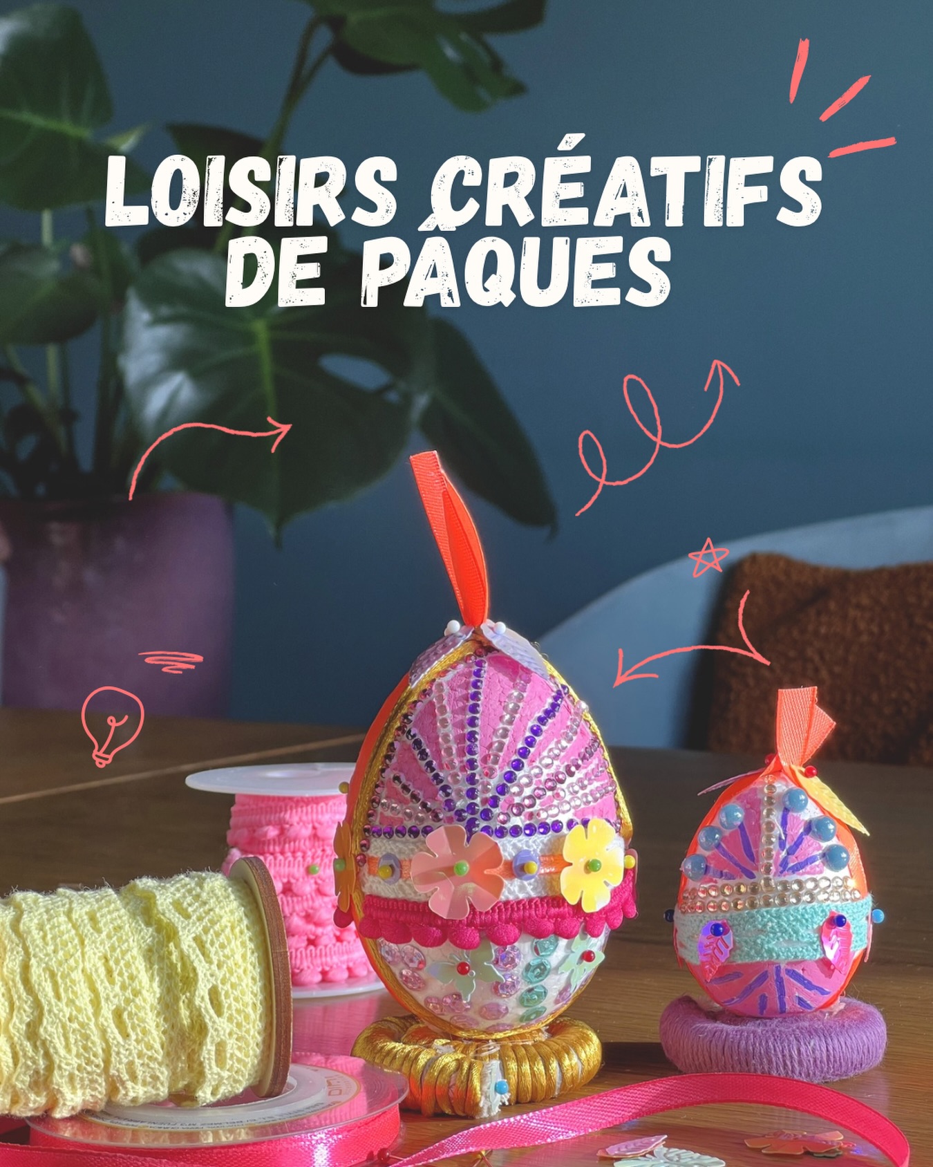 🐣Cette année, je vous propose comme atelier complicité pour Pâques une inspiration bijou pour des œufs précieux et colorés .
Des rubans, des sequins, des perles pour vous donnez l’occasion de créer un œuf parfait!
De la couleur, de la brillance!
Qu’en pensez-vous ?
#cestmoiquilaifait #ateliercreatifannecy #diyannecy #quefaireaannecy#activiteannecy