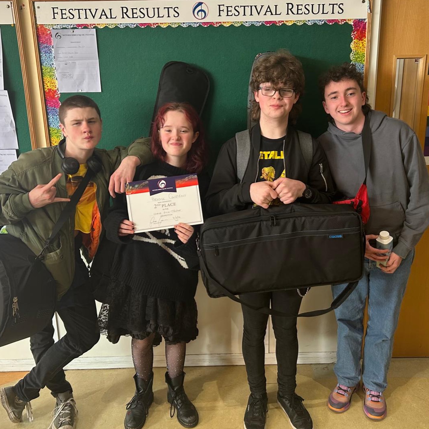 Paradise Conspiracy win 2nd place at the Wesley inter schools music competition under 18 Battle of the Bands in Dublin. We couldn’t be prouder of these young musicians. Oscar from @cashelcs Conor from @cbsthurles Aine from @stjosephs.college & Eli from @colaistemhuirethurles. Last year they won 2nd place in the under 15s and this year they take home 2nd place in the very difficult under 18s competition. What an achievement. 💪🏻🤘🏻