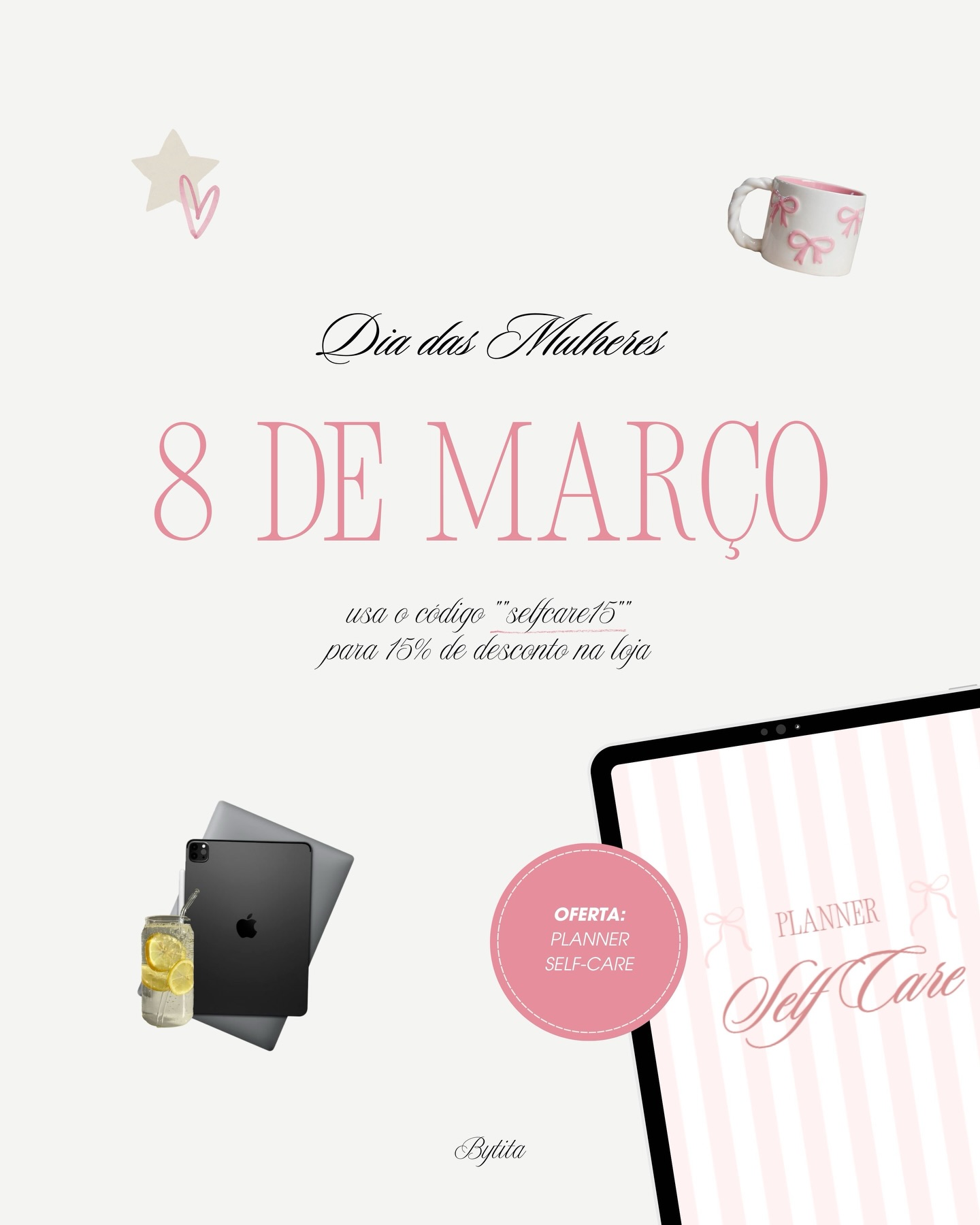 Feliz dia da Mulher 🌸✨
Para celebrar, temos um código promocional de 15% para usares na loja: selfcare15
E ainda uma Oferta especial, um Planner de Self Care, para te ajudar a abrandar, cuidar de ti e organizar melhor o teu tempo. 💓✨
Está agora disponível na loja, na página dos produtos, ele aparece em primeiro e vai estar disponível até amanhã 💓🌸✨
#diadamulher #plannerdigital #selfcare