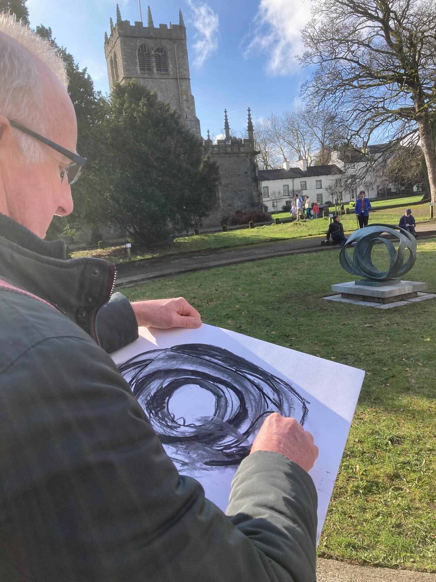 Today’s drawing session at Abbot Hall , not so much a drawing session as a dive into paper sculpture inspired by Barbara Hepworth’s ‘Oval Form’ . This sculpture has been reinstalled into the hall’s garden. Great group producing thoughtful sculpture resulting in personal forms and shadow images.#barbarahepworth#abbothall#paper#sculpture resulting in