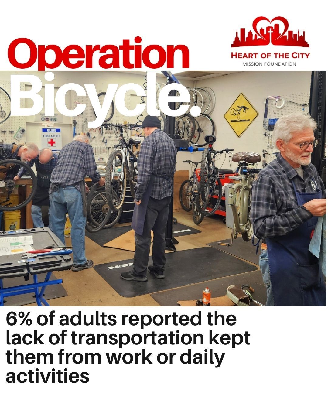 At Heart of the City we have several programs aimed at helping those in our community who live at or below the poverty guidelines.
One of our flagship programs is Operation Bicycle. In a recent study, 6% of adults reported that lack of transportation kept them from work or daily activities. That is equivalent to 12,000 people just in Fort Wayne.
If you have ever filled out a job application one of the questions is "Do you have reliable transportation" and for these folks who don't have transportation that box doesn't get checked.
Operation Bicycle exists to educate individuals in our community on how to fix and maintain a bicycle through a 6 week program. At the completion of this program, they are given a bike.
So the next job application they fill out- they can finally check that 'reliable transportation' box!
As you're starting your spring cleaning if you have a bicycle to donate we know of just the right place for you to do so! You can bring your donation to our building at 1651 Cass Street, right behind GI Joe's on Fridays from 9am-12pm.
We extend our HEARTfelt thanks in advance for your generosity
#generosity #missionwork #volunteers #fortwayne #hotcfw #reducepoverty