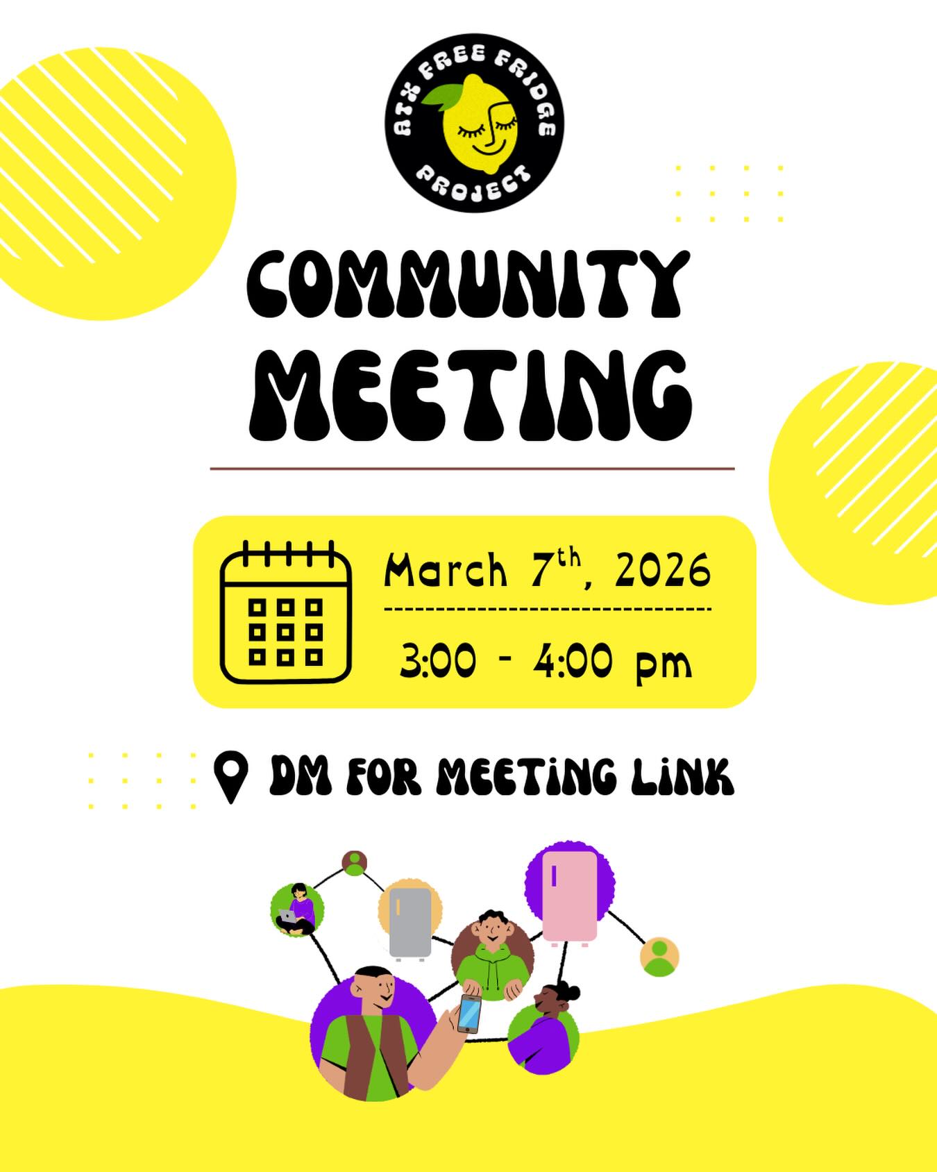 ☔️ Due to rain, we are meeting virtually today! ☔️
DM us for the meeting link!
Bring any questions, ideas, or thoughts you may have! Let’s build community and talk about all the exciting things ahead. We can’t wait to see you! 🍋 💛
#SolidarityNotCharity #ATX #Community #Austin