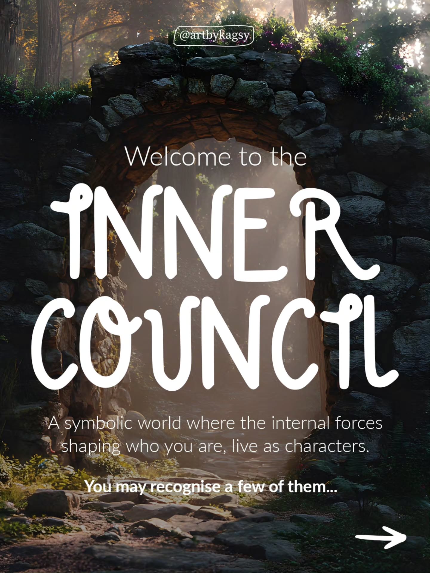 Welcome to The Inner Council.
A symbolic world where the forces that shape who we are take form as characters.
Some people see fantasy. Others recognise something familiar, as if a stage show in playing out in our heads.
If that’s you… you’re in the right place.
Follow along and see how these characters play out in your world.
Love and Light, Kagsy x
#InnerCouncil #SymbolicArt #SelfAware #ArtEmbodied #ArtByKagsy
