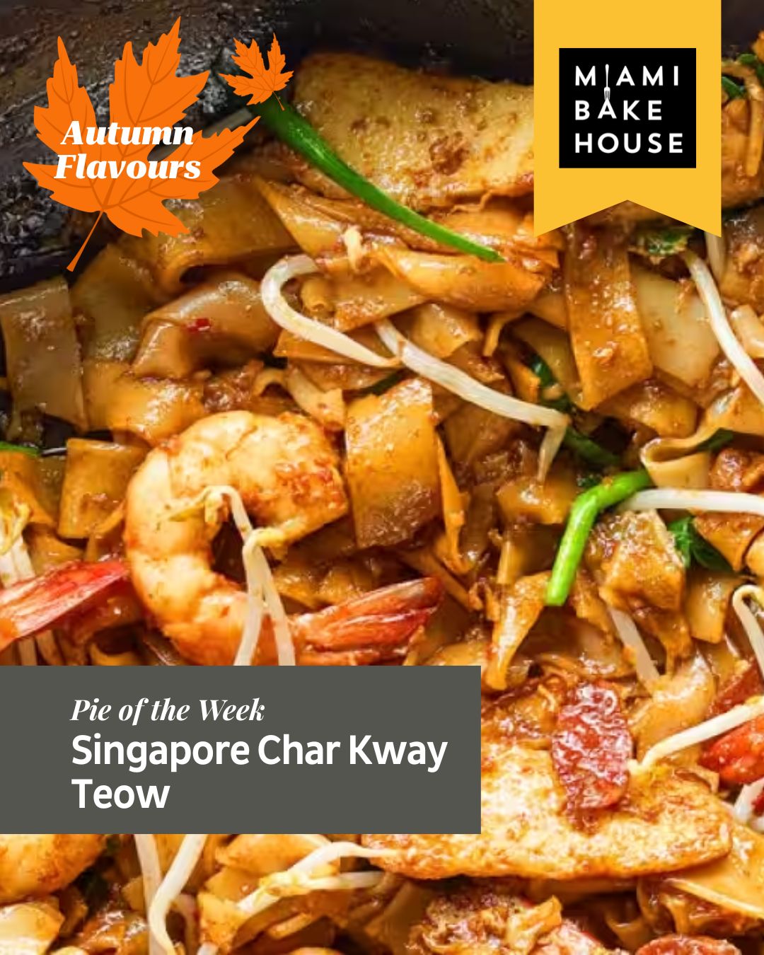 Introducing our Singapore Char Kway Teow Pie 🍜🔥
We’ve packed it with tender chicken, prawns, and rice noodles stir-fried in garlic, onion and red chilli, then seasoned with soy sauce, kecap manis, and fish sauce. A touch of sugar, a sprinkle of white pepper, rich egg pulp, and fresh spring onion finish it off perfectly.
Available from 10th March to 16th March at all Miami Bakehouse cafés.