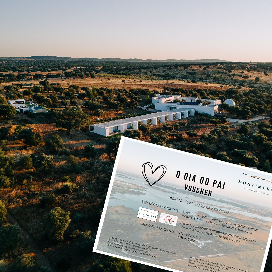 Para o PAI, aquele que nos ensina a olhar para as estrelas e a apreciar as coisas belas da vida!
Neste Dia do Pai, ofereça algo para ficar na memória como uma estadia num refúgio onde o tempo abranda, integrado na natureza e sob céu estrelado do Alentejo com a oportunidade de conhecer e provar os vinhos da região onde a tradição familiar se encontra com a inovação incorporada pelas novas gerações.
A experiência inclui:
🍀1 noite em suíte Standard no Montimerso SkyScape CountryHouse com pequeno almoço incluído para 2 pessoas
🍷1 visita e prova de vinhos na Adega Ervideira
Um presente que não se guarda numa gaveta, mas sim no coração.
For the FATHER who teaches us to look at the stars and appreciate the beautiful things in life!
This Father’s Day, give him something he will remember forever, such as a stay in a retreat where time slows down, surrounded by nature and under the starry skies of the Alentejo, with the opportunity to discover and taste the wines of a region where family tradition meets the innovation of new generations.
The experience includes:
🍀 1 night in a Standard Suite at Montimerso SkyScape CountryHouse with breakfast included for 2
🍷1 visit and wine tasting at Adega Ervideira for 2
A gift that is not kept in a drawer, but in the heart.
ℹ️ www.montimerso.pt
📧 info@montimerso.pt
#DiaDoPai #Fathersday #Montimerso #Monsaraz #Ervideira #Alentejo #Skyscape #VinhosDePortugal #Alentejo #alentejowine