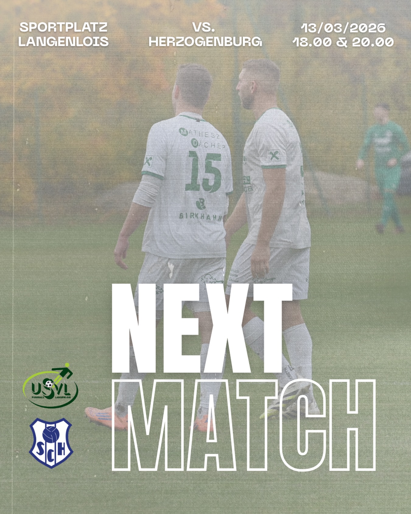 NEXT MATCH 💚🤍
Diesen Freitag steht unser letzter Test der Vorbereitung an!
Am Sportplatz Langenlois empfangen wir den @scherzogenburg zum finalen Probelgalopp vor dem Meisterschaftsstart nächste Woche. 🔥
⏰ Anpfiff:
18:00 Uhr – U23
20:00 Uhr – Kampfmannschaft
Wir sind heiß und wollen noch einmal alles raushauen, bevor es wieder um Zählbares geht! 💪
Kommt vorbei und unterstützt unsere Jungs beim letzten Test der Vorbereitung!
#forzausvl #testspiel #vorbereitung #loiserjungs #langenlois