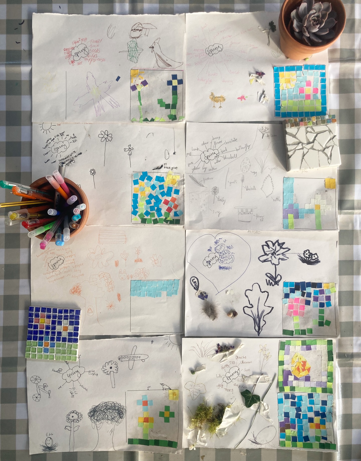 Using mood boards to collect inspiration for our mosaics next week.
Looking forward to smashing plates in pillow cases!