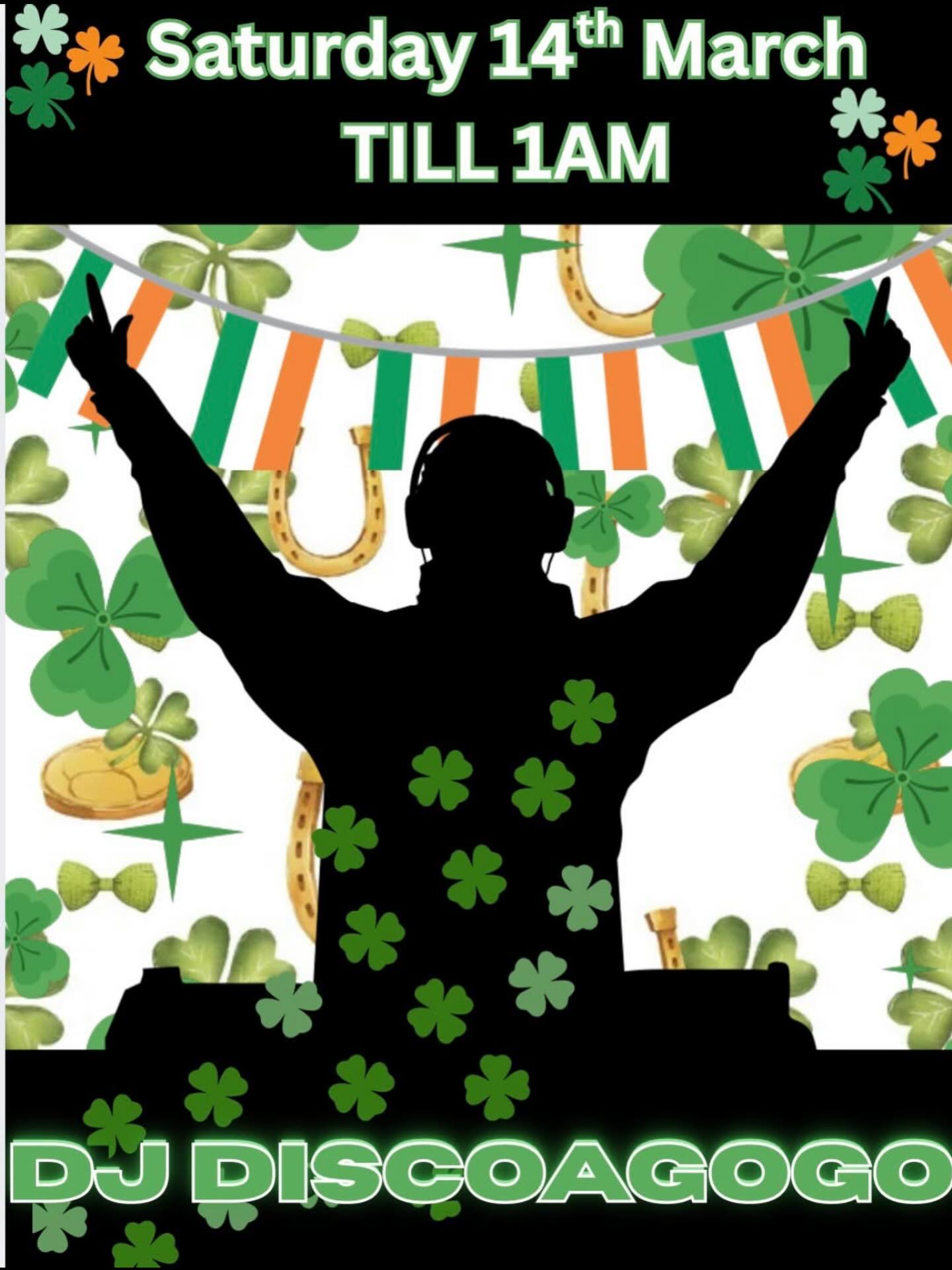 This Saturday celebrating st paddy day. @discoagogo_official from 8:30 DRESS CODE GREEN ☘️🇮🇪