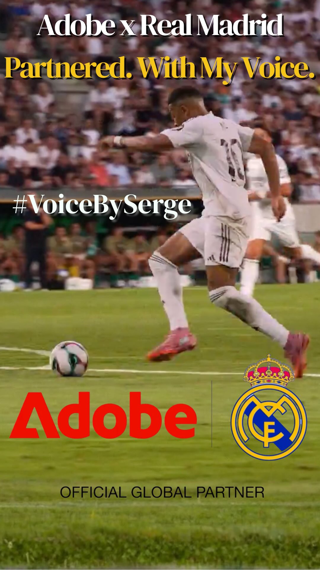 💥 Proud moments like these ✨
I had the pleasure of voicing this social ad announcing the extended partnership between Adobe and Real Madrid C.F., two truly iconic global brands with a huge online following.
The brief for the audition?
“European vibe. Global appeal. Confident, contemporary, energetic.”
A perfect match with my natural voice, style and delivery.
Huge thanks to Lotas Productions for the trust and smooth collaboration.
Looking for an international English voice actor for your brand?
Let’s connect 🎧🪄
Serge@sergedemarre.com
#voiceover #realmadrid #madridista #adobe