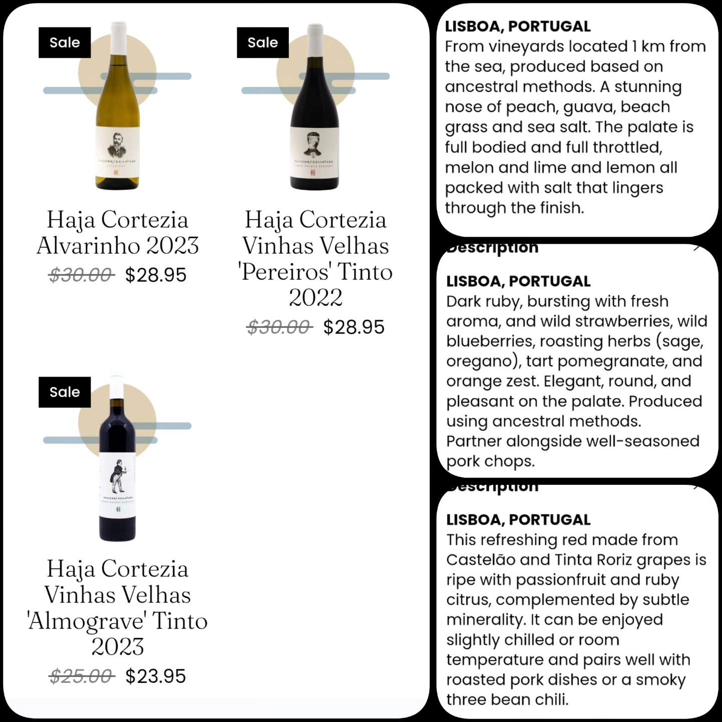In case you missed today's Wine Wednesday email blast, these wines are amazing! Go to the website and visit shop all or shortcut with the search bar by typing HAJA