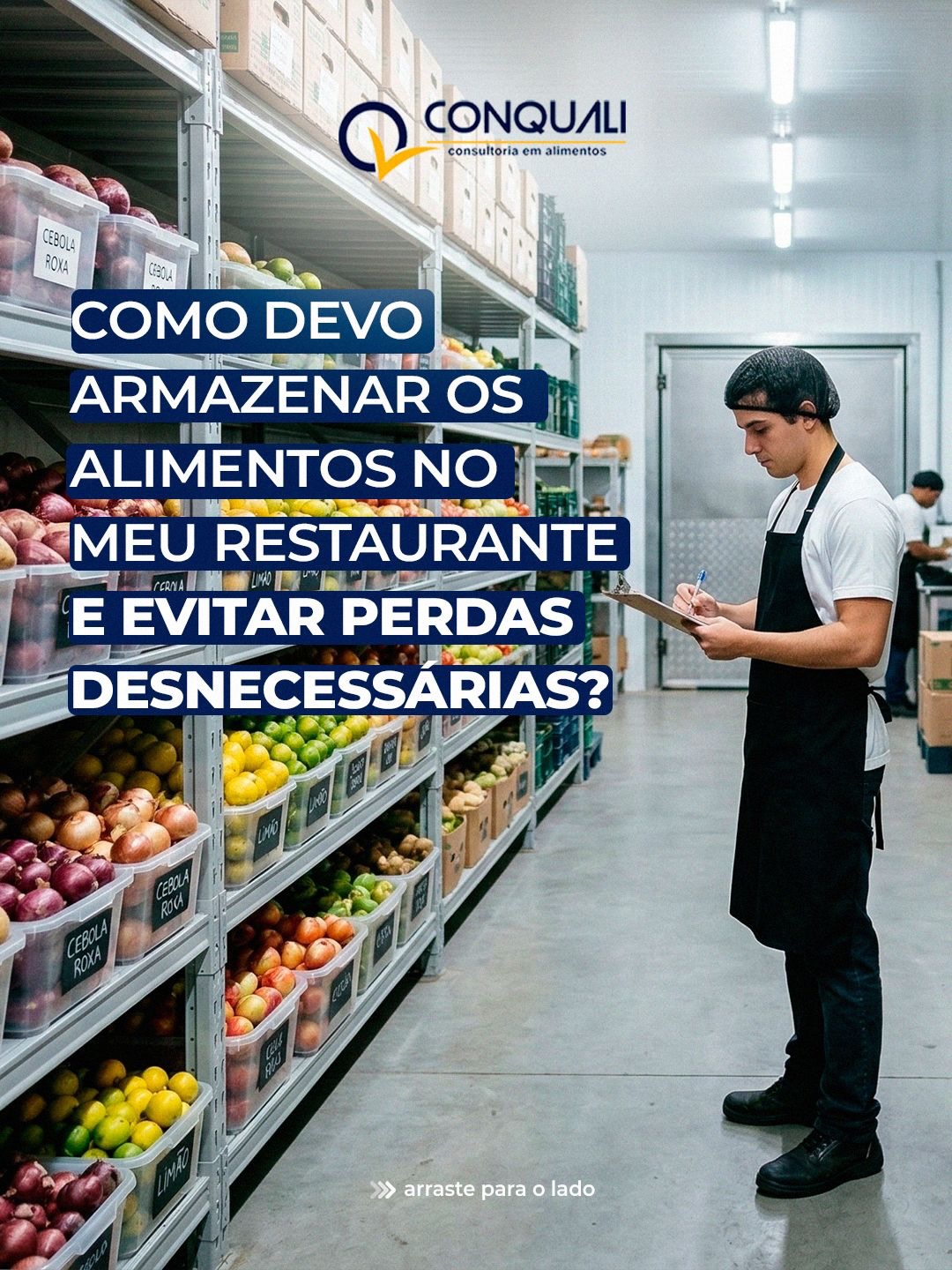 Armazenar corretamente os alimentos é uma das bases para garantir segurança alimentar, qualidade dos produtos e redução de desperdícios dentro de qualquer restaurante. 🍽️
Quando a organização do estoque é feita da forma correta, você evita perdas, preserva a qualidade dos ingredientes e mantém o padrão do seu serviço.
Neste carrossel você encontra orientações essenciais para o armazenamento de alimentos perecíveis e não perecíveis, além de cuidados importantes com temperatura, embalagens e controle de estoque.
Pequenas rotinas de verificação fazem toda a diferença no dia a dia da cozinha e ajudam a manter o seu estabelecimento em conformidade com as boas práticas sanitárias.
Salve este conteúdo para consultar sempre que precisar e compartilhe com sua equipe de cozinha. ✔️
#SegurançaAlimentar #BoasPráticas #ControleDeEstoque #GestãoDeAlimentos #Restaurantes QualidadeAlimentar ConqualiConsultoria