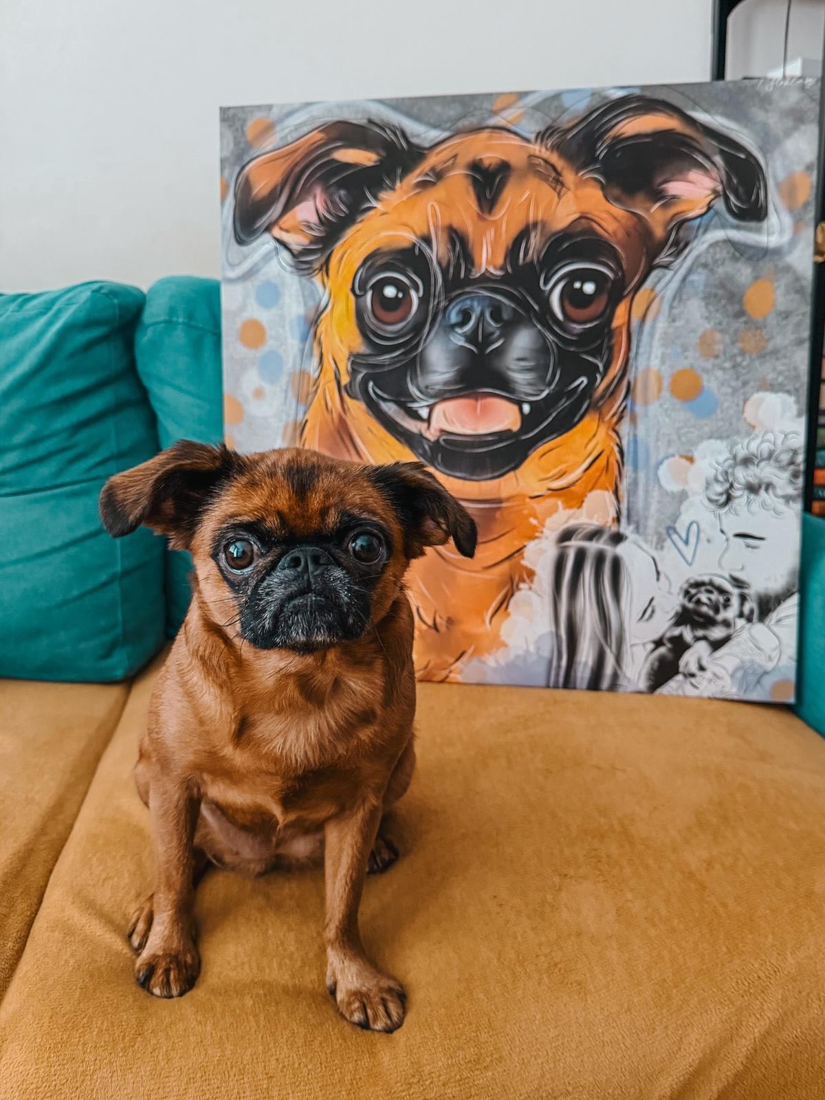 Ernie 🖤 tohle plemeno jsem v portfoliu ještě neměla (aspoň teda doufám, abych nelhala.. 😂).
Úkol zněl jasně, vyobrazit tohohle bobíka s jeho typickým výrazem a pokusit se zakomponovat do obrazu něco trošku víc. Měla jsem k dispozici spousty fotek.. jak to uchopit?
To co vždycky funguje, je společný portrét. Tak jsem se tentokrát vydala cestou jednoduché linkované podobizny.. co si myslíte o této kompozici?
A hlavě, kdo si tipne správně plemeno? Bruselský grifonek, belgický grifonek nebo brabantík? Jsem zvědavá na Vaše tipy! 🐾❤️
#dogart #psiportret #grifonek #brabantik #pinčové