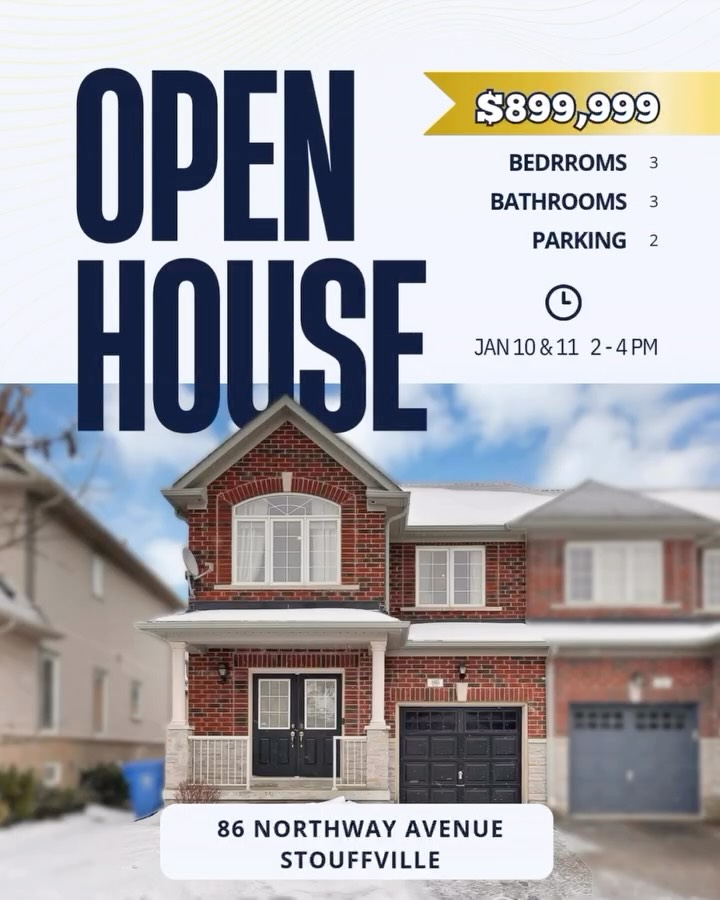 ✨FIRST LOOK! Stouffville’s Freehold is officially OPEN! 🏠
Looking for the perfect home with ZERO monthly fees? This is the one! Join us today and tomorrow to tour this stunning, true freehold end-unit townhouse that feels just like a semi-detached!
📍 Location: 86 Northway Ave, Stouffville
💰 Price: $899,999
📅 Open House Schedule: TODAY (Sat) & TOMORROW (Sun) ⏰ 2:00 PM – 4:00 PM
Why you’ll love it:
✅ True Freehold: No maintenance fees, no road fees—just pure ownership!
✅ End Unit: Extra privacy and natural light with a 27ft wide lot.
✅ Huge Backyard: Features a massive deck, perfect for summer BBQs and entertaining.
✅ Turn-Key Ready: Hardwood floors throughout, pot lights, and a modern kitchen with quartz countertops and SS appliances.
✅ Prime Location: Quiet tree-lined streets, steps from parks, top-rated schools, and easy GO Transit access.
Don‘t miss out on the first chance to see this gem in person. See you there! ☕️
Questions? Send us a DM! 📩
#StouffvilleRealEstate #TorontoRealEstate #OpenHouse #FreeholdTownhouse #JustListed DreamHome StouffvilleLiving GTAHomes NewListing avisionHome