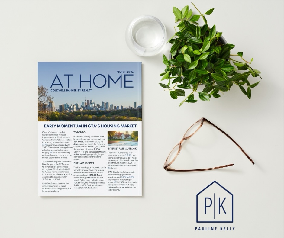 My March At Home Newsletter is available for your viewing pleasure! This month’s issue highlights early momentum building in the GTA housing market, with a snapshot of how the year has started in both Toronto and Durham Region. Enjoy a 2026 outlook on the market and interest rates. You’ll also find an article exploring how Millennials are expected to drive home buying in 2026, along with insights into how today’s buyers are funding their purchases.
Check out the link in my bio!
Home Buying
Durham Region
Northumberland