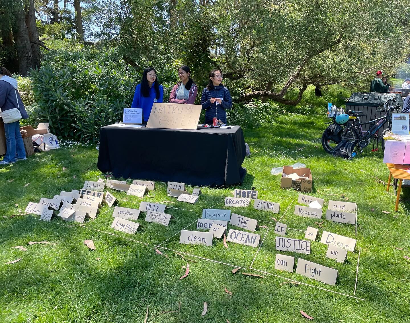 We had a blast at the BAYCS Earth Day Festival this weekend! We challenged attendees to create collaborative haikus about the environment. Swipe left to see some of the poems. Thanks @baycs for organizing this wonderful event!