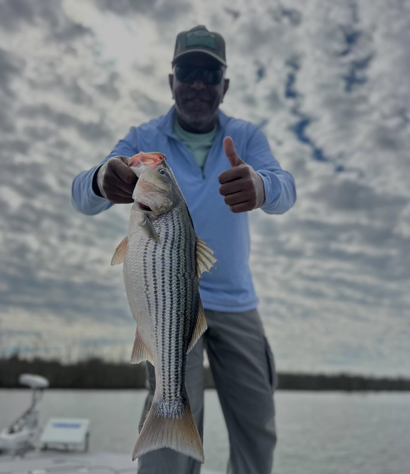 When the Weather is perfect , everything else is a bonus! Tony set the hook on a few today. Looking forward to seeing what tomorrow brings. #weather #stripers #striperfishing #river #inshorefishing