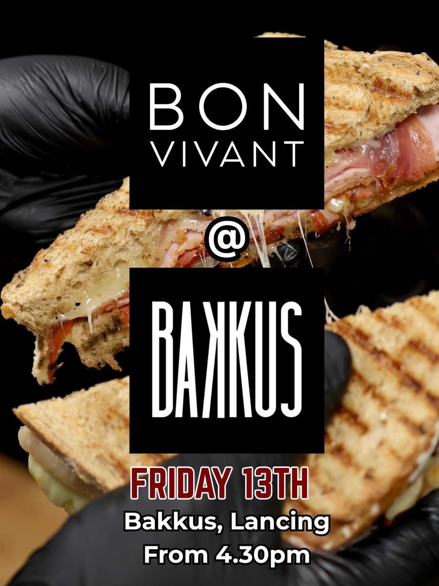 🔥 BON VIVANT @ BAKKUS 🔥
This Friday 13th, we’re bringing the heat to Bakkus, Lancing with our sourdough raclette melts and artisan sweet and savoury crêpes.
📍 Bakkus, Lancing
🗓 Friday 13th
⏰ From 4:30pm
This will be our first ever pop-up at Bakkus, so make sure you come down and say hi!
📸 @lucina.brighton
#worthingfood #sussexfood #foodtruck #frenchfoodsussex #raclette