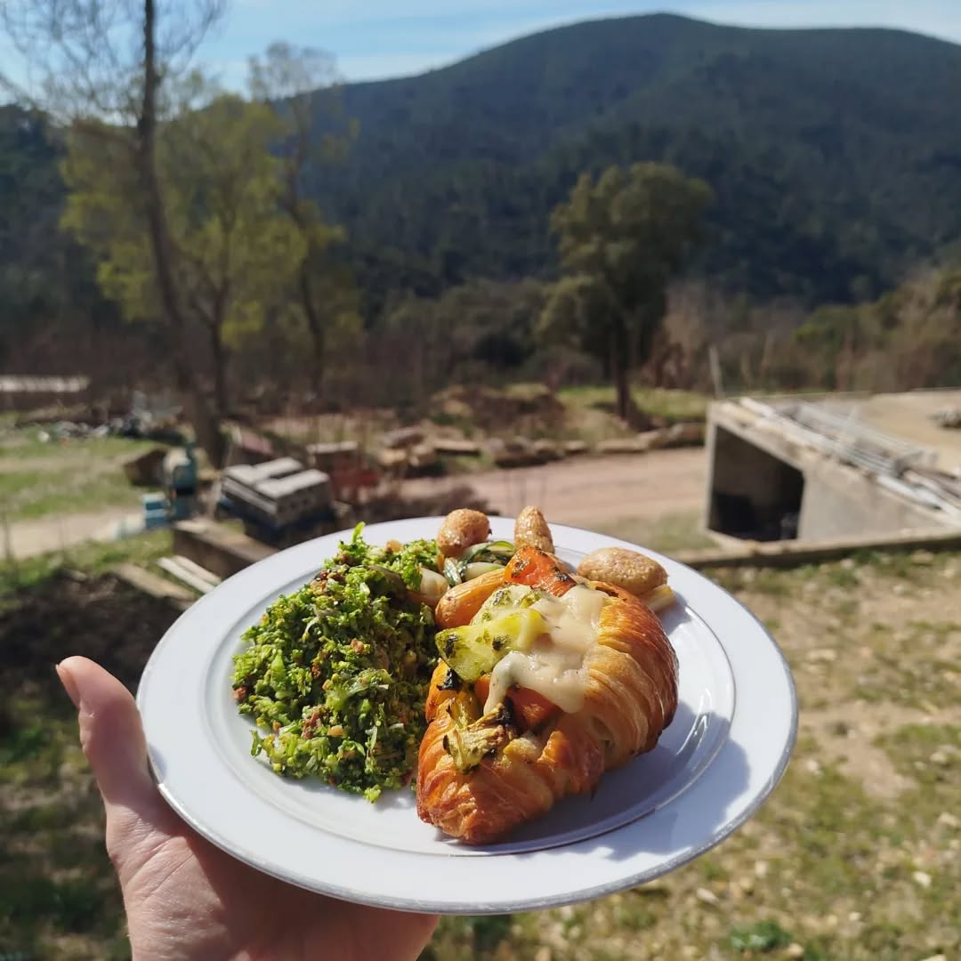 Croissants, légumes rôtis, béchamel vegane, tabbouleh de brocolis, ail des ours.
#veganfood #croissantsparis #delices