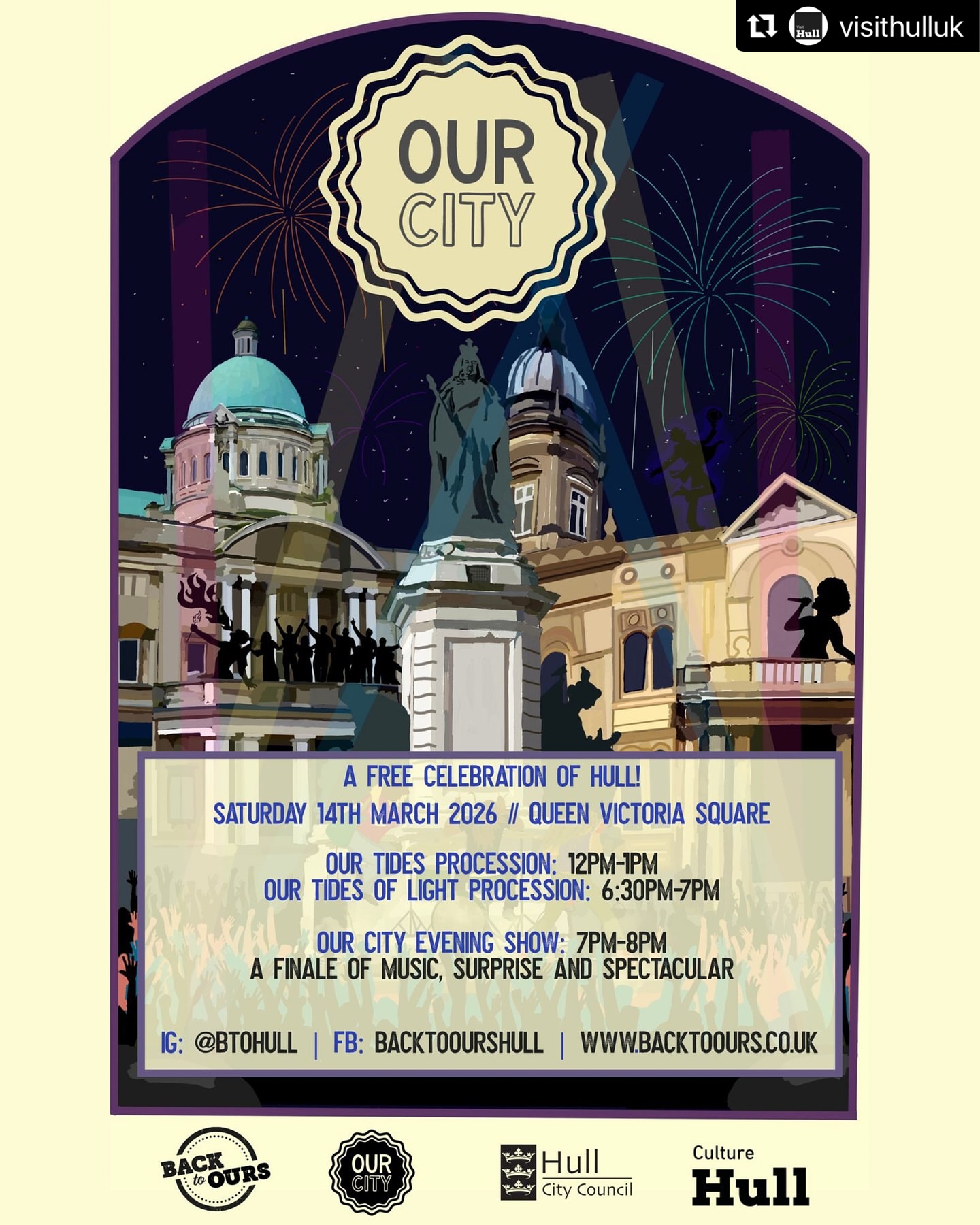 #Repost @visithulluk
・・・
@BTOHull and @HullCityCouncil bring the noise next week with their fantastic celebration of Hull, ‘Our City’! 🎉🙌🎉
This brilliant FREE event features two spectacular processions with four of their stunning Show Globes, PLUS an awe-inspiring live performance in Queen Victoria Square! 🤩
Expect lights, sound and above all else a wonderful sense of community! This is not one to miss! Search ‘Our City’ on the Visit Hull website for more details! 😊
#MustBeHull #Hull #KingstonUponHull #EastYorkshire #Yorkshire