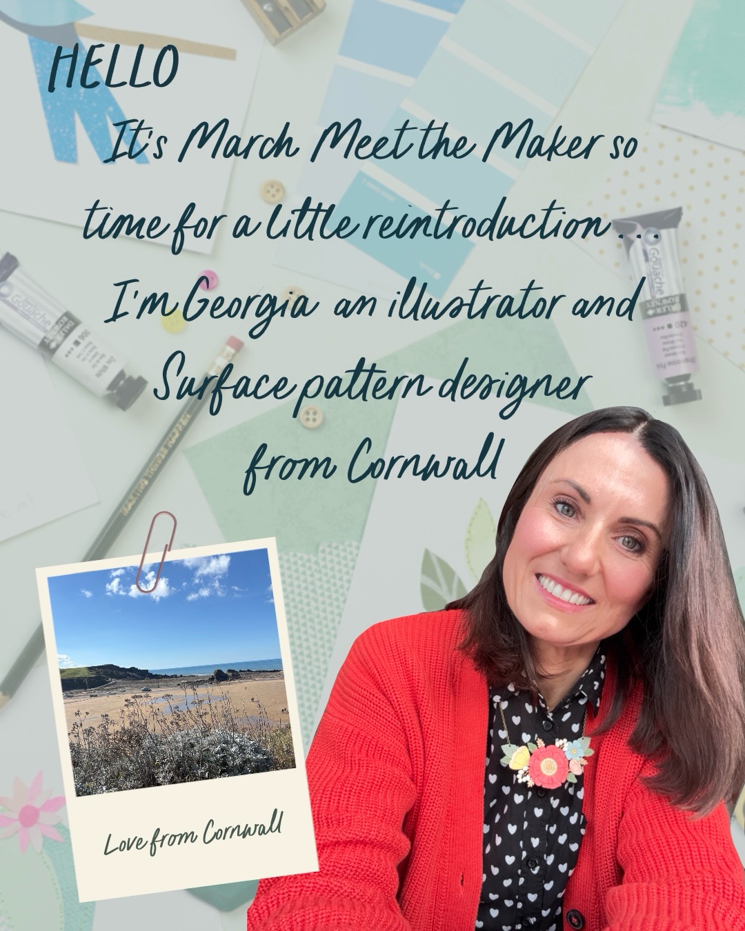 Well in the spirit of March Meet The Maker I thought a little intro was due!
I have really enjoyed meeting so many clever creatives here on Instagram especially through this challenge thanks @joannehawker for hosting!
I will try and catch up with a few posts, after a very busy week juggling work and birthdays!
Happy Monday let’s hope this week’s a productive one!
#creativebusinessowner #artlicensing #marchmeetthemaker2026 #illustrator #cornishartist