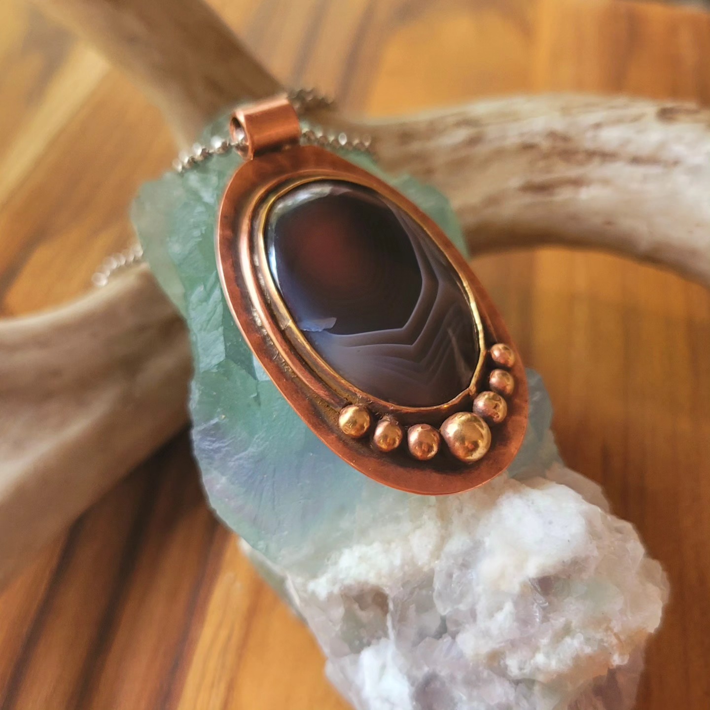 Botswana Agate Pendant
Copper with Brass
#pendant #artist #metalsmith #mountainjewelry #handmade #coloradometalsmiths #copper #necklace #agate #smallbusiness