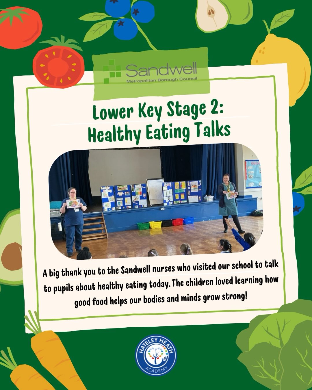 🌱🥕 Healthy Eating Talks – Lower Key Stage 2 🍎🌱
A huge thank you to the @sandwellcouncil school nurses for visiting our school today and delivering a fantastic session on healthy eating. Pupils loved learning how making good food choices helps their bodies and minds grow strong. Lots of hands up, great questions, and plenty of enthusiasm all round! 💚