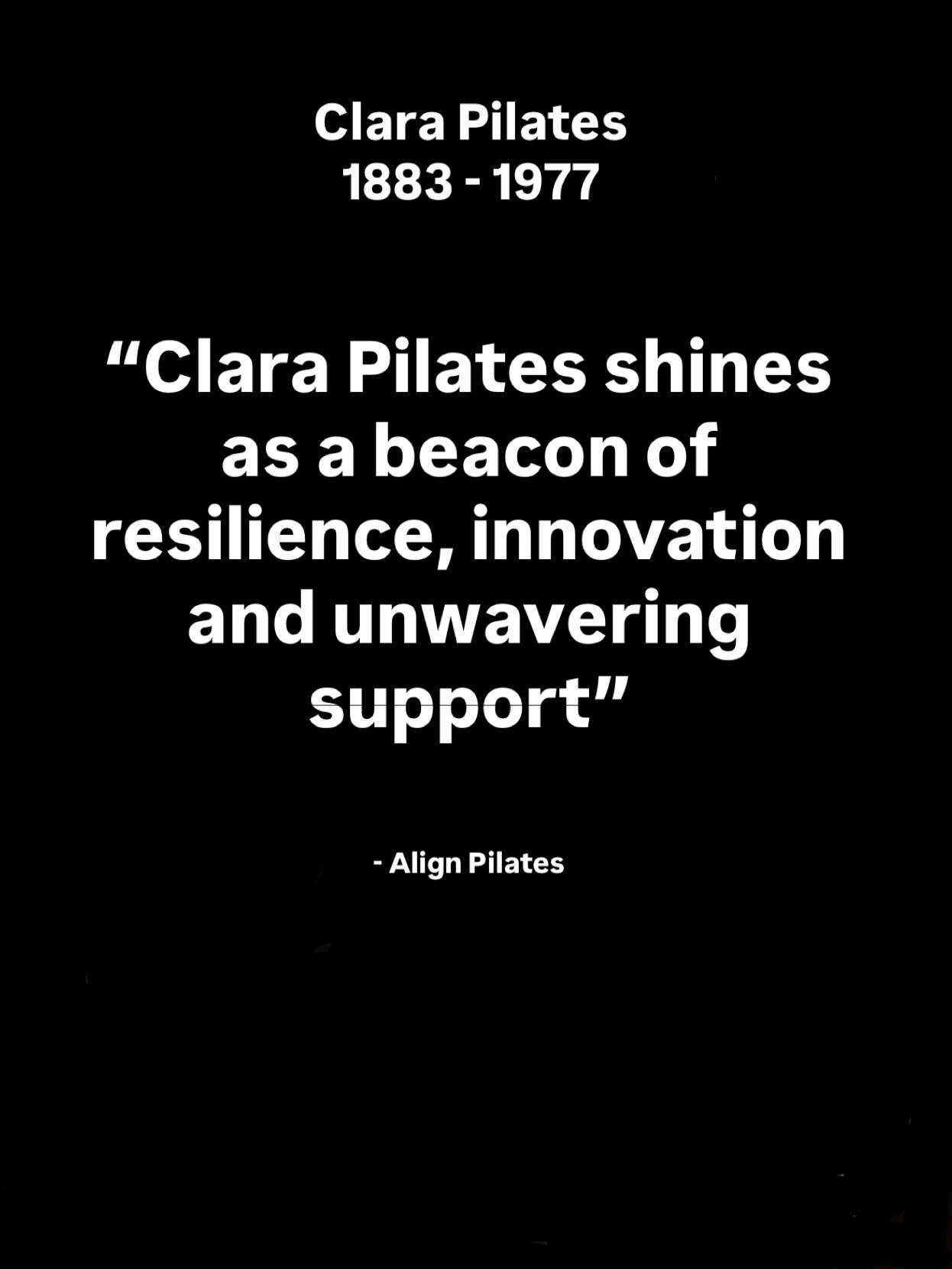 It has been said that ‘behind every great man, there is a great woman’ ……….
I prefer to say …. ‘There is a great woman. Period.’
Clara Pilates was Joseph Pilates’ wife. She was his collaborator, partner and had a profound influence on the development and refinement of the Pilates method. After Joseph’s death, Clara took over their studio and ran it for eleven years on her own, teaching and inspiring so many to practice and teach Pilates.
Thank you a Clara ♥️
