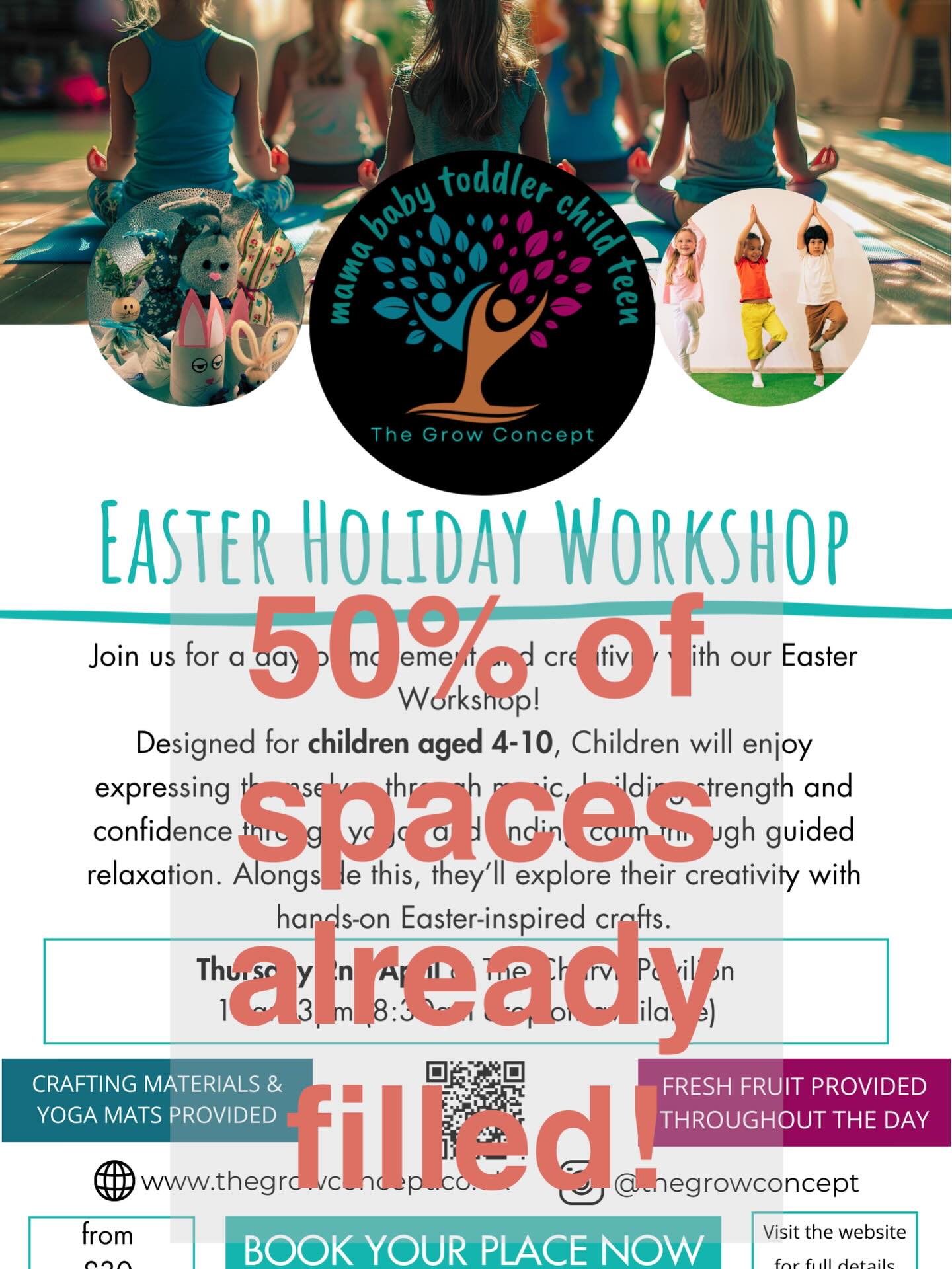 The Charvil workshop is now half full, so book on if you want to secure your space.
There will be a second workshop during Easter at Sonning Primary School - different crafts, different yoga, so join us this Easter for double the fun!
#Easter2026 #holidayclubs #thegrowconcept #Berkshire