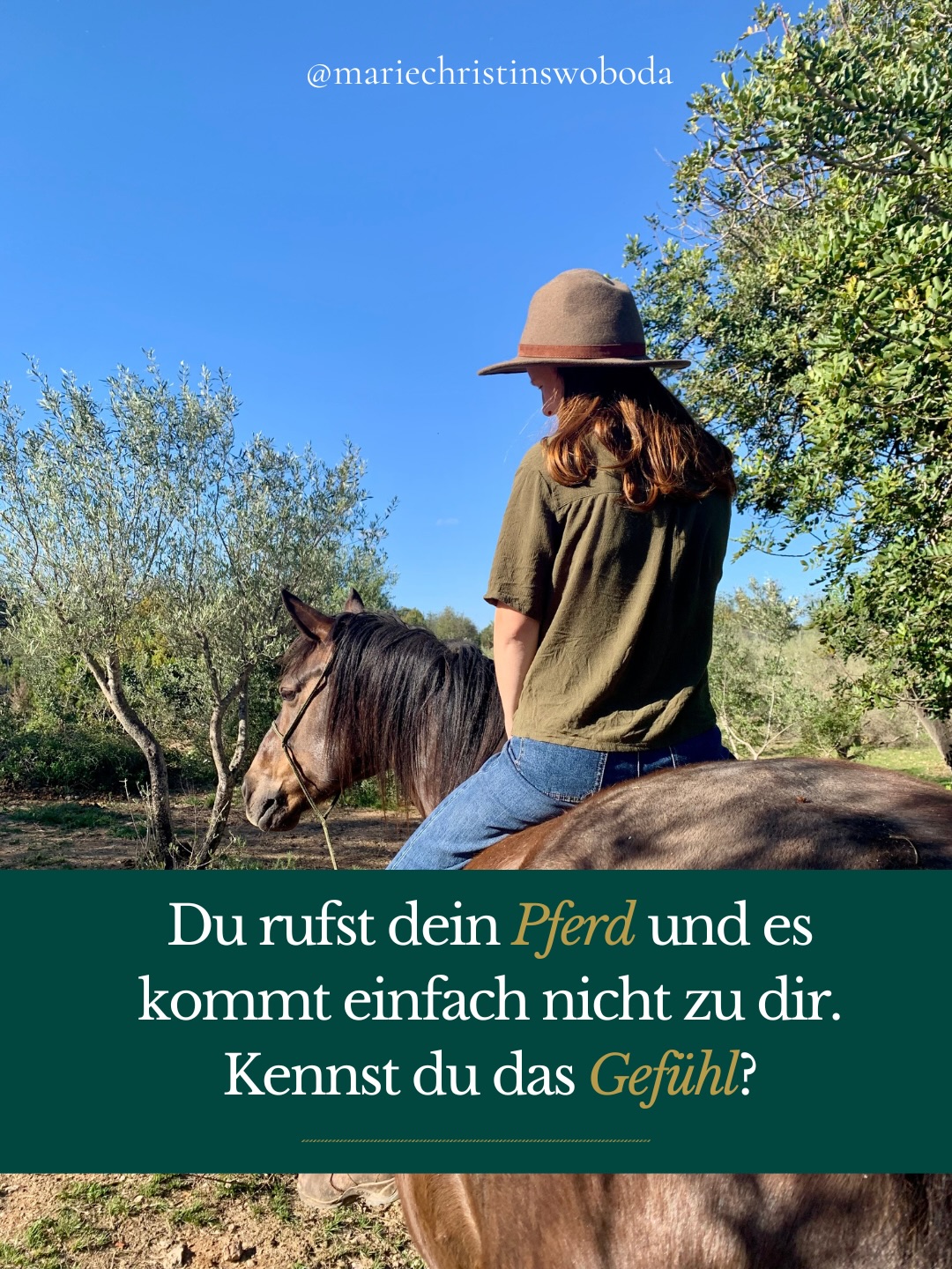 Der Moment ist dir selten egal.
Wahrscheinlich trifft es dich sogar etwas tiefer.
Nicht, weil du Kontrolle willst, sondern weil du dir die Verbindung so sehr wünschst.
Viele leistungsstarke, verantwortungsvolle Frauen stehen dauerhaft unter Spannung, ohne es bewusst zu merken.
Und Pferde reagieren nicht auf das, was du sagst.
Sie reagiere auf das, was dein Körper ausstrahlt. Wenn dein Pferd wegläuft fühlt sich das möglicherweise grad unsicher und zu viel an.
Wenn du wissen möchtest,
wie stark dein Nervensystem gerade wirklich belastet ist
und ob dein Pferd deine innere Anspannung mitträgt:
Kommentiere CHECK und ich sende dir den 0€ Self-Check.
#Pferdeverhalten #Nervensystemregulation #ReiterinMitGefühl #BindungZumPferd #InnereStabilität
Pferd kommt nicht beim Rufen, Nervensystem Reiterin, Pferd spiegelt Stress, innere Anspannung erkennen, Verbindung zum Pferd stärken