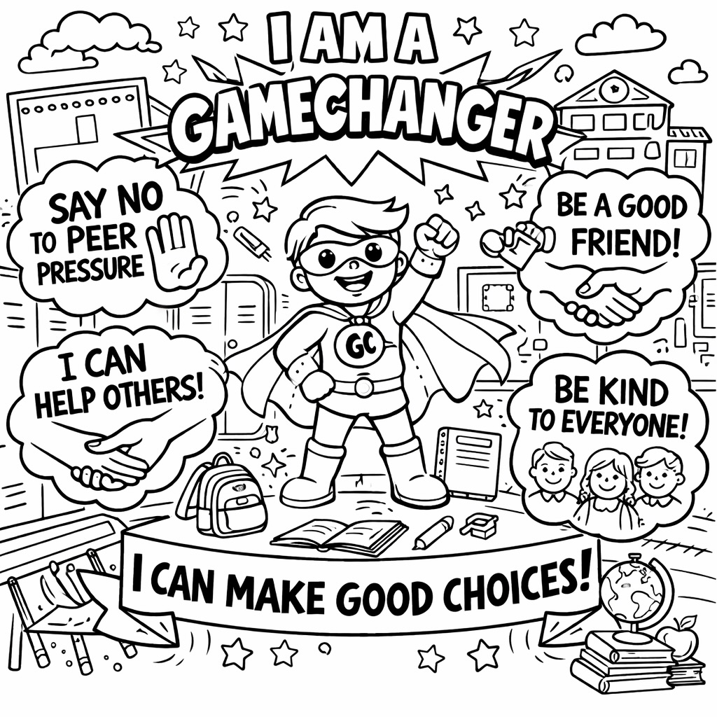 Calling all parents and teachers! 🎨 We’ve created a free GameChanger coloring sheet for your kids to enjoy—while sparking great conversations about making good choices! Download, print, color, and let the chats begin. Tag us in their masterpiece! #GameChanger #GoodChoices #ColorAndLearn