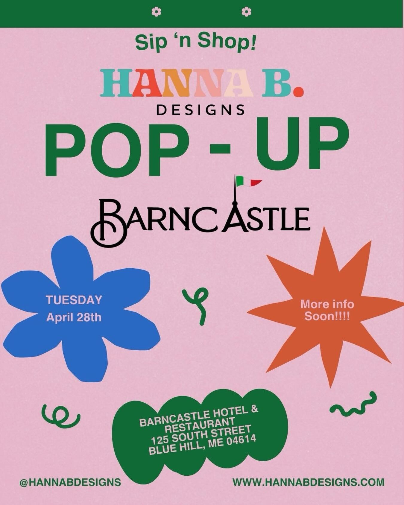 So excited to be at @barncastle_bluehill on April 28th! We love the idea of this yummy collaboration! More details to come but we are gearing up with a fabulous spring collection! Mark your calendar to sip and shop in the fabulous pink trailer!
Xoxox
#sipnshop #popupshops #mainefood #localbusiness #womensupportwomen
