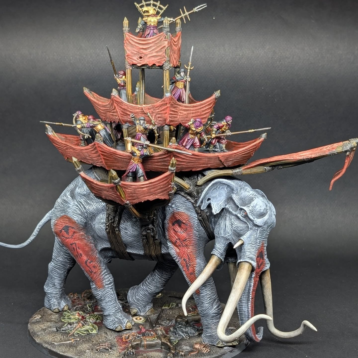 And here he is in all his huge elephant-y glory. I've always wanted to paint this big boy, and now I can go to my grave saying that I have. I mean, I can go to my grave saying I've done a fair few things, but this is now definitely one of those things. Despite the model's age, he was pretty fun to paint up, again especially that base. Building him however was another story, with horrible mould lines and parts that seemingly don't fit one another. But you know what, I'm a better person for enduring it now, and so are you