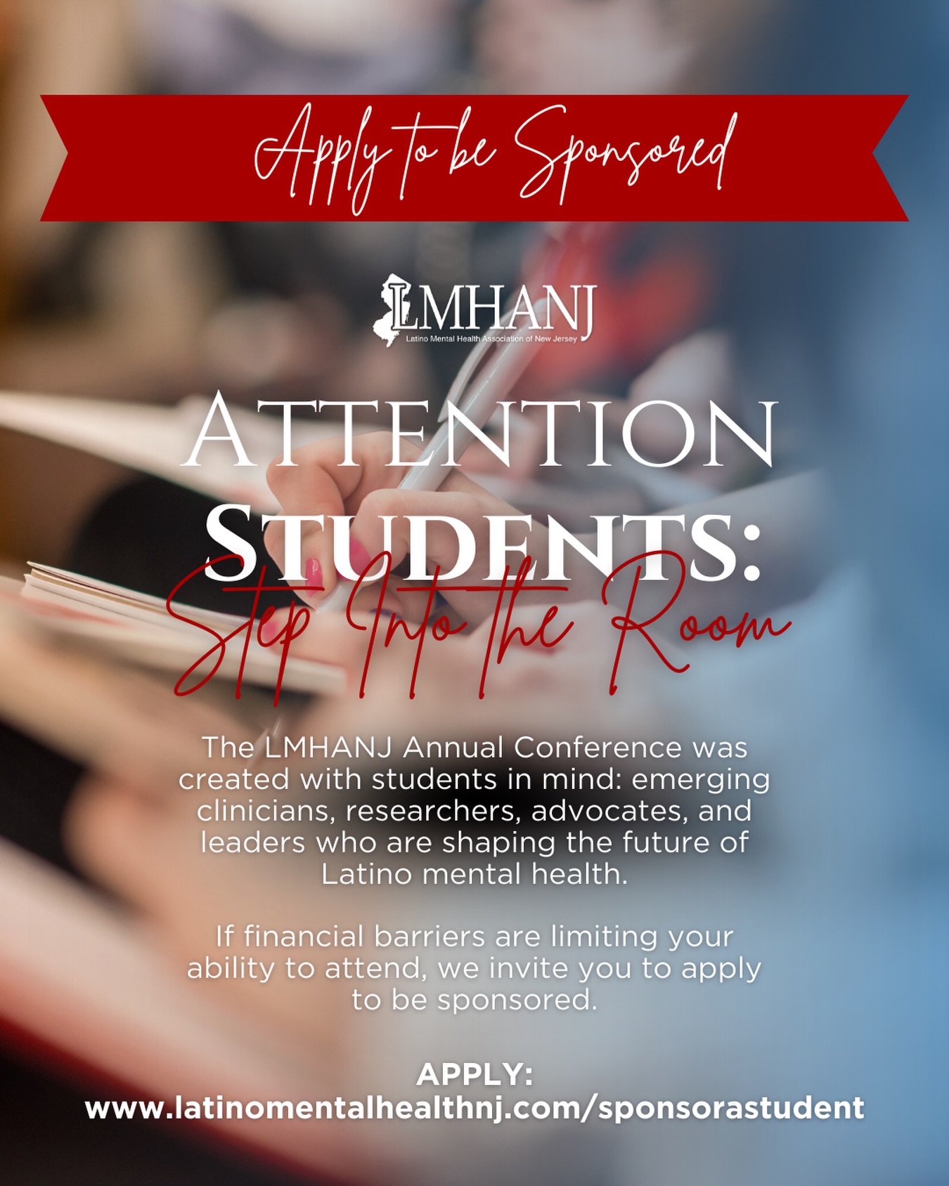 🎓 Students this is your chance!
We’re offering a limited number of student sponsorships to attend the Latino Mental Health Associations Conference. This is a great opportunity to connect with leaders in the field, learn from experts, and be part of important conversations around Latino mental health.
⚠️ Spots are limited and the application closes TONIGHT.
Don’t miss out; apply now for your chance to be sponsored and join us at the conference!
Send us a DM if interested!
#latinomentalheath #lmhanj #studentconferencenj