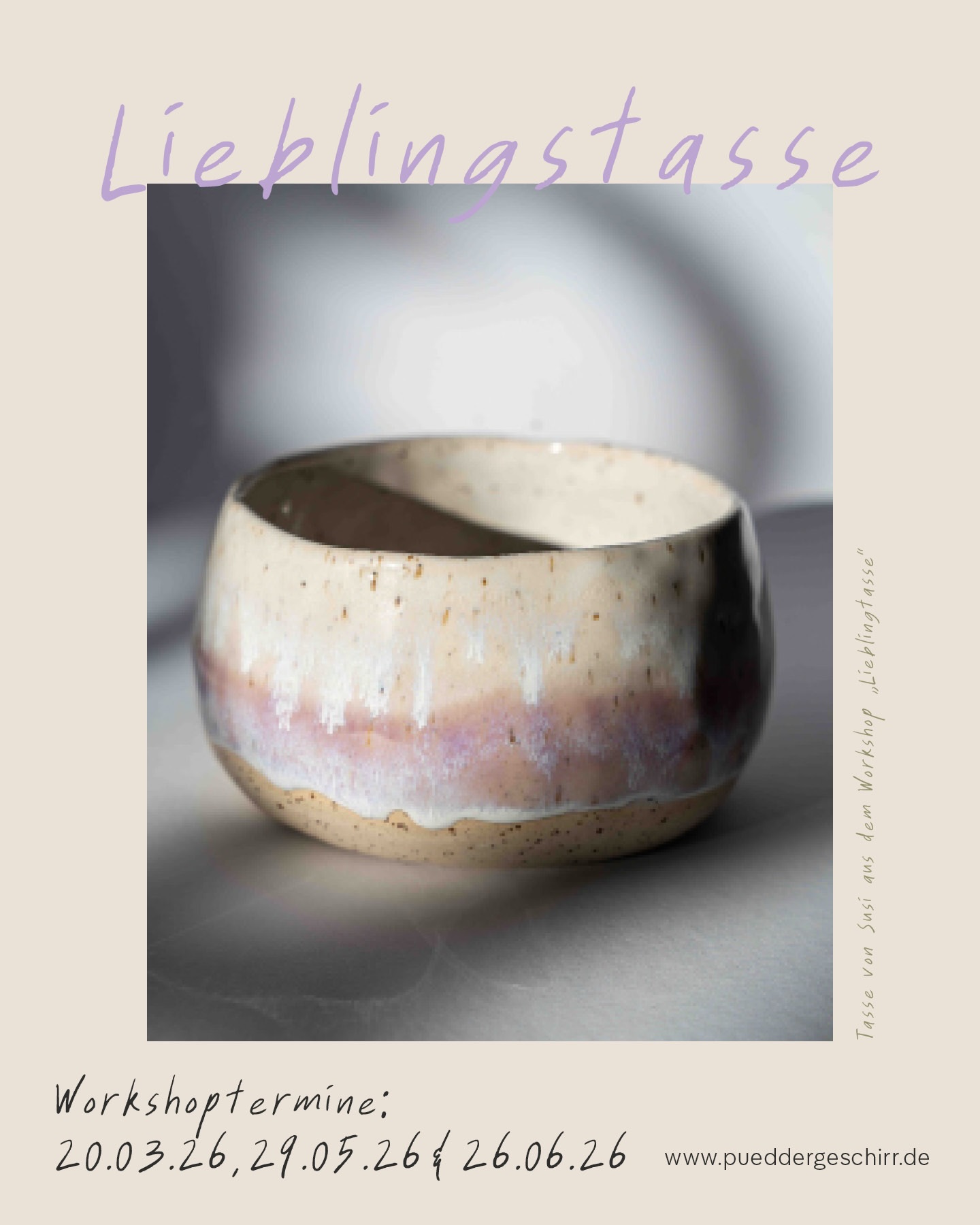 Für den Workshop „Lieblingstasse“ stehen Termine fest und ich freue mich schon auf alle Teilnehmende!
In dem Töpferworkshop lernst du, wie du in der Handaufbaukeramik deine eigene Tasse töpferst. Schritt für Schritt formst du, probierst aus und gestaltest aus hochwertigem Ton deine ganz individuelle Lieblingstasse.
Schnapp dir deine Freundin und meldet euch für eine kreativen Freitag bei Püddergeschirr Keramik an:
20.03.26
29.05.26
26.06.26
Alle Infos zu den Workshops findest du im Link in der Bio.
Töpfern Lübeck
Töpfern Bargteheide
Töpfern Bad Oldesloe
Töpfern Hamburg
Töpfern Ahrensburg