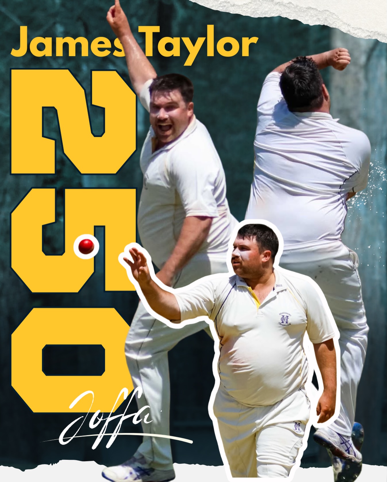 🚨 250 for Joffa 🚨
A huge milestone for James Taylor, who is currently leading the 3rds in today’s semi final and bringing up 250 games for the club 👏
Since debuting in 06/07, JT has been a weapon with the ball:
• 226 wickets @ 21.01
• Best: 7/54
A massive effort and a true clubman. Let’s get the win to celebrate it properly! 💙💛
#heathmontcricket #themightymontas #250 #milestone #trueclubmam