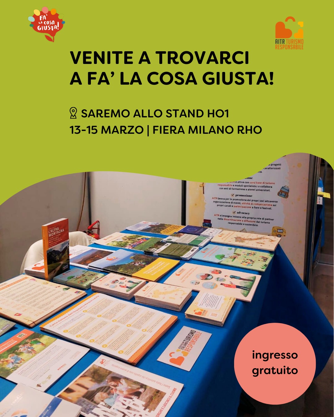 Siamo felici di annunciare che anche quest’anno la Fondazione di Partecipazione Turismo Responsabile AITR ETS sarà presente a Fa' la Cosa Giusta!, uno degli appuntamenti più importanti dedicati agli stili di vita sostenibili.
📍 Stand H01 – Padiglione 16
Area Grandi Cammini, Turismo Responsabile e Outdoor
Con noi ci saranno quasi 30 partecipanti della Fondazione: tour operator, associazioni, cooperative e realtà impegnate ogni giorno nella promozione di un turismo più giusto, sostenibile e attento alle comunità locali.
📅 Ci vediamo a @falacosagiusta_mi!
#falacosagiusta26 #falacosagiusta #turismoresponsabile