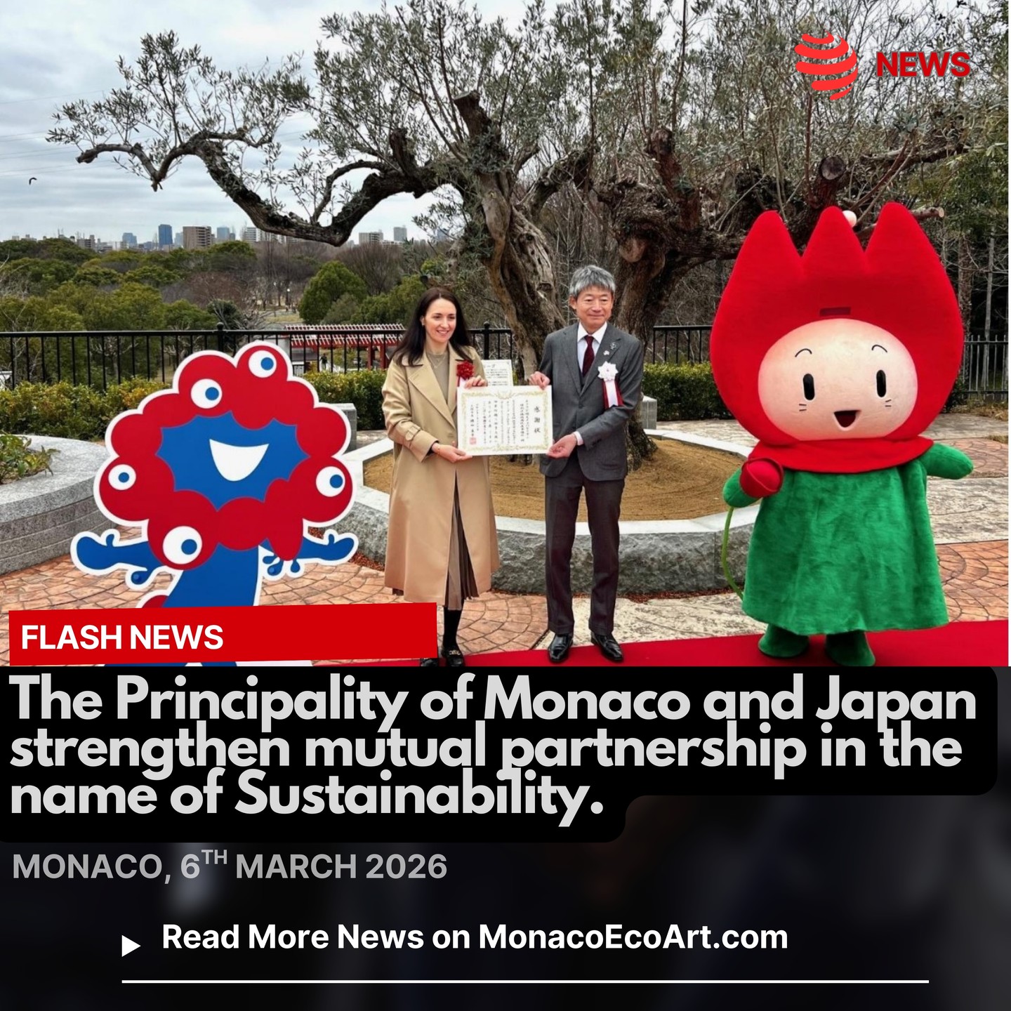 @mo.eco_art MonacoEcoArt.com #flash #news #monaco #montecarlo #osaka #olivetree #twinning 🇲🇨 🇯🇵 Following the conclusion of Expo 2025 Osaka Kansai on October 13, 2025 after six months, attracting over 28 million #visitors, Kristina Djordjevic, Commissioner Deputy General of the Monaco Pavilion, has recently participated in the #ceremony held in Osaka in the presence of Mr Misono, General Manager of the Osaka World Expo Promotion Bureau, to unveil a commemorative #plaque in front of an over-five-hundred-years-old olive tree which was donated by H.S.H. Prince Albert II of Monaco to the Municipality of the Japanese city on the #occasion of Monaco’s National Day celebrated on the 28th June 2025 within the Expo 🌳🕊️ This monumental #tree, symbol of #peace, #longevity and peoples #cooperation, is meant to play the role of plant #ambassador of the long-lasting between the Principality of Monaco and Japan: this olive tree, now rooted at the Tsurumi Ryokuchi Park in Osaka, represents a symbol of Sustainability, a value shared by Monaco and Japan 🌐🎎🎏The Expo 2025 Osaka Kansai, from the 13th April to the 13th October 2025, embodied an important step to further highlight the UN Sustainable Development Goals – SDGs – tackling pivotal issues like #climatechange, #resource scarcity, and #social inequality through cutting edge technology 🔹Circular #Economy, Carbon Emissions reduction, #Biodiversity Conservation, Bio-based Plastics, #Waste Valorisation, #Climate Mitigation, Forest Generation, Clean #Energy Sources, #Environmental Education, Sustainable #Governance are some of the key topics covered 📸 © Direction de la Communication @gvt_monaco - @expo2025japan © Layout and Contents by: © MonacoEcoArt