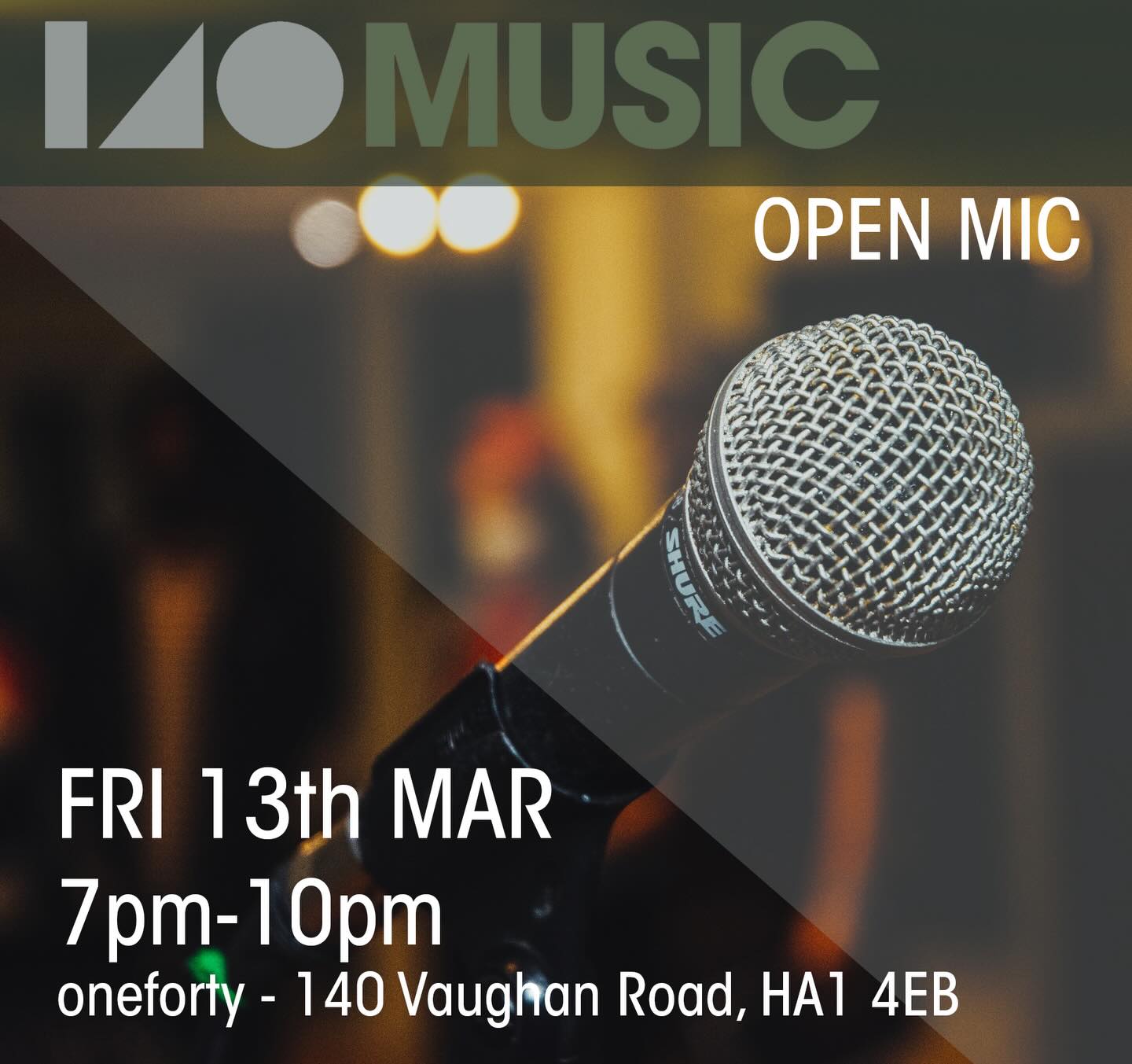 🎙️ Join us for the Open Mic this Friday🎙️
Nothing unlucky about Fri 13th 😉
📆 Friday 13th March
⏱️7pm-10pm
📍oneforty - 140 Vaughan Road, HA1 4EB
🍻🍾 Bar open
✅ free event
Everyone welcome
🔔OPEN MIC TALENT SEARCH 🔔
Calling all:
🎵- musicians
🤣- stand up comics
🪄- magicians
😎- rappers
🖋️- poets
Tag anyone you know who you think would be keen to join us, or feel free to share this post 😘
If performing isn’t your thing, come along, enjoy the night and maybe have a drink…or 2!
#openmic #westharrow #nwlondon #harrowonthehill