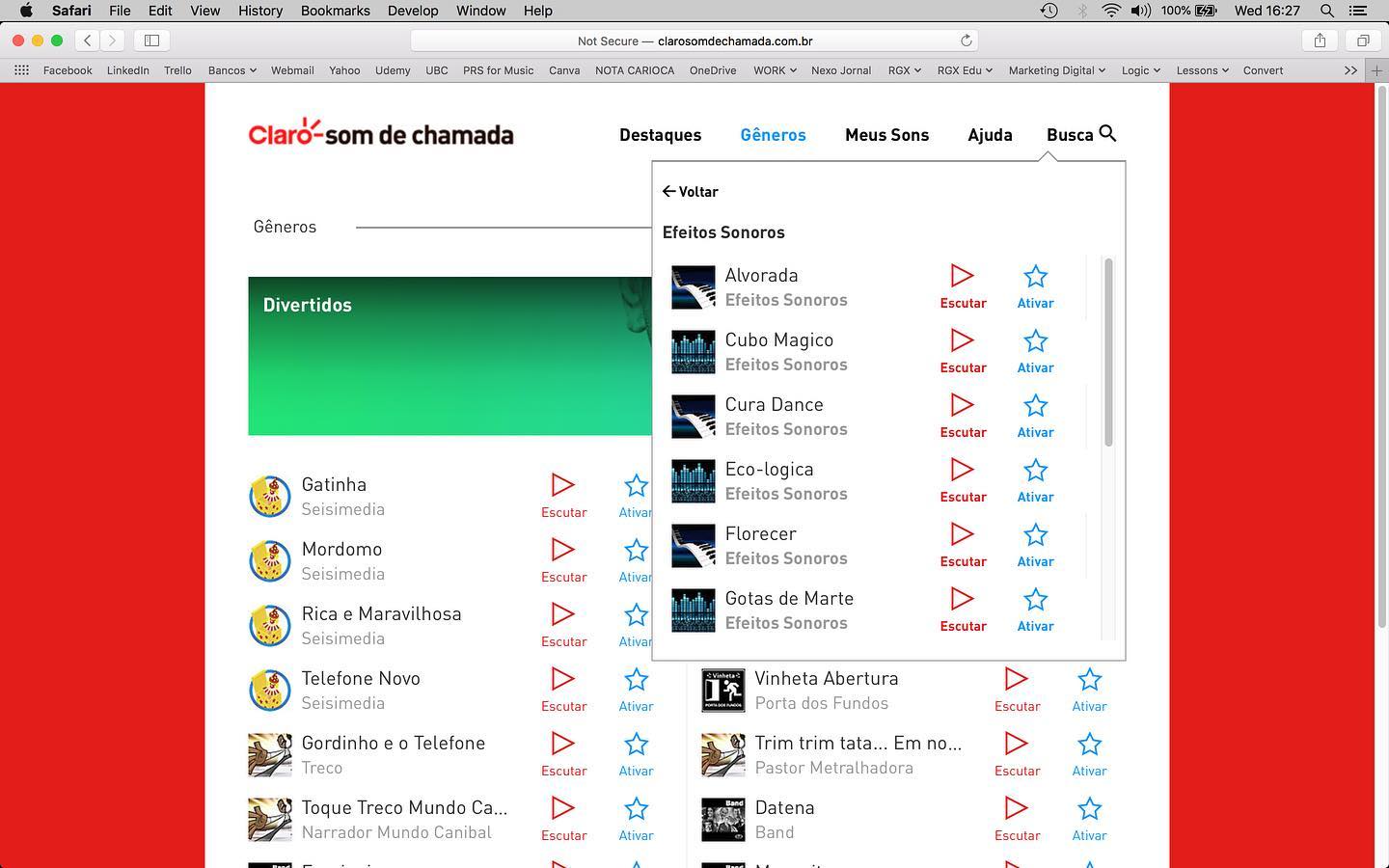 RGX RingBack Library is a project that just completed 10 years and we are very proud of. We are responsible for providing the RingBack tones in the “Sound Effects” category for all Claro Latin American companies. If you have a Claro phone, check it out!