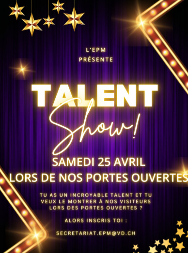 Tu veux participer à nos portes ouvertes le 25 avril avec ton incroyable talent ?
Que tu sois créateur ou créatrice de bijou, fait des créations en tricot, danseur ou danseuse ou toute autre talent alors inscrit toi !