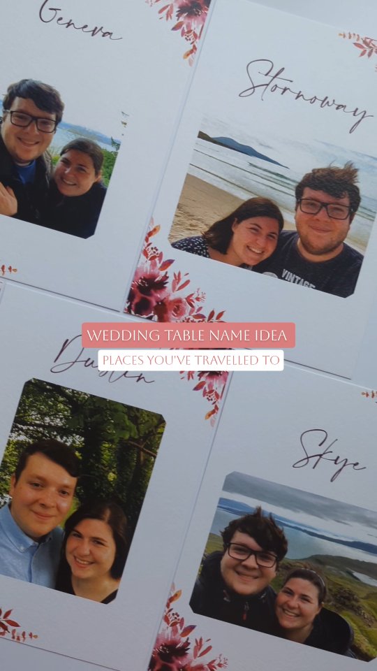 Struggling to name your wedding tables? Here’s a sweet idea 🤍
A lovely way to personalise your tables is by naming them after places you’ve travelled together. Think your favourite cities, holidays, or even the place you got engaged ✈️💕
To make it even more special, include a photo of you both from that trip on the table sign. Guests love seeing the memories behind the names, and it becomes such a great talking point during the day😍✨
It’s a simple detail that adds so much personality and meaning to your wedding. 💌
.
.
.
.
#weddingtableplan #weddingtablenames #weddingtabledecor #weddingstationeryinspo #weddingtableideas
