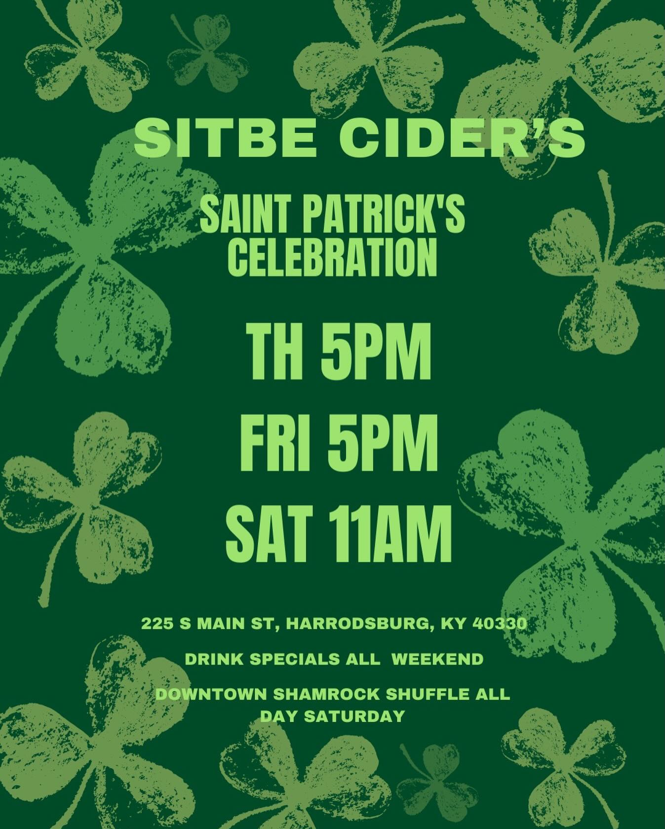 ☘️ St. Patrick’s Day Weekend is almost here! ☘️
We’re kicking off the celebration Thursday & Friday at 5 PM and opening early Saturday at 11 AM for the Downtown Shamrock Shuffle.
Good drinks, great people, and lots of Irish cheer — come see us! 🍻