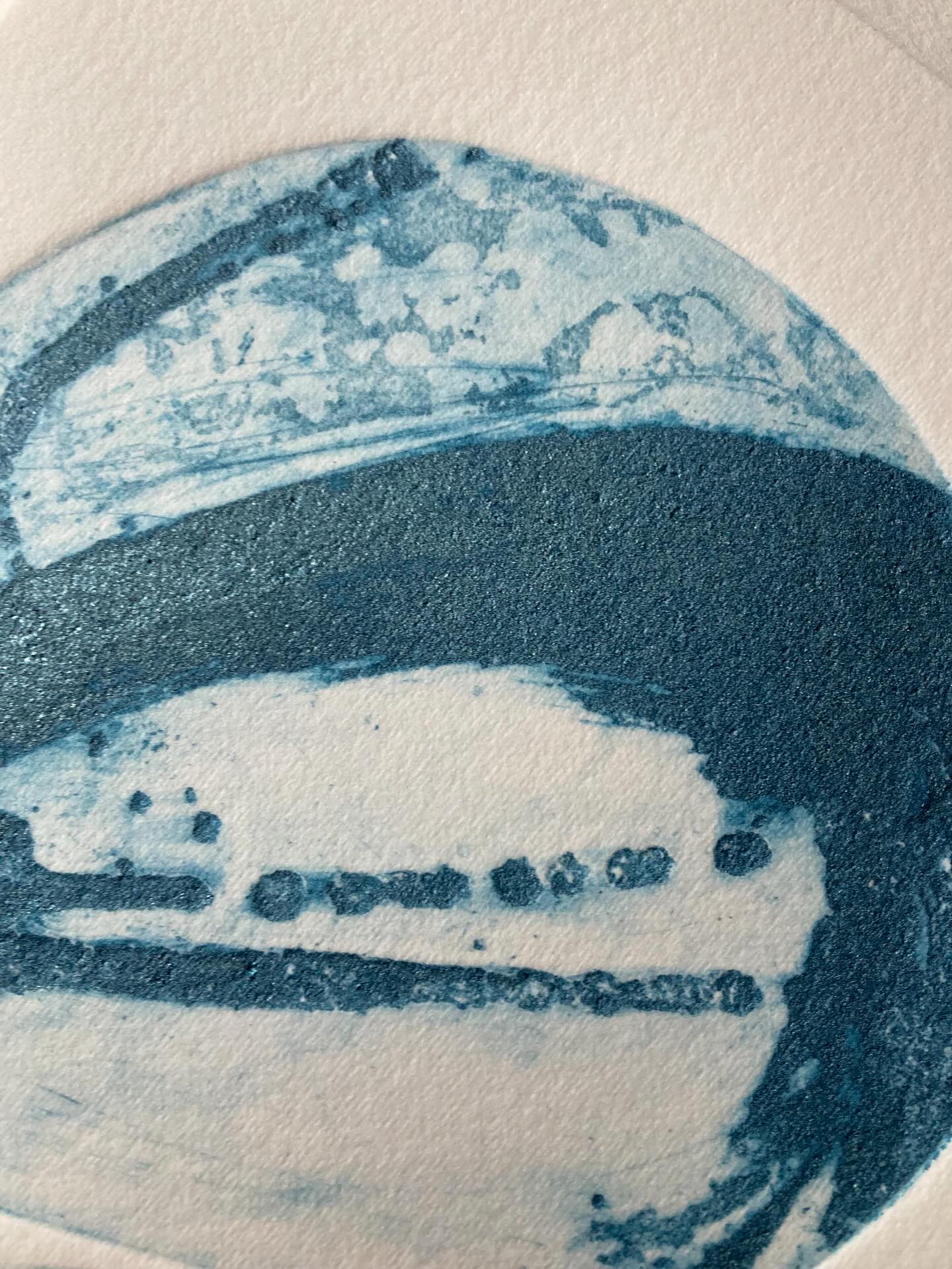 Slip sliding away. Glacial flour carborundum print. Original plates with four ghost prints on the same page.#carborundum#glacier#moraine#contemporaryprintmaking#contemporaryprints