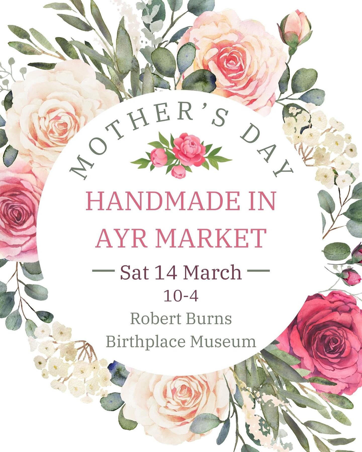 This Saturday I will have a stand at @handmadeayr Market at @robertburnsnts in Alloway. I will have birds, fish, jewellery, bowls, mirrors - lots of ideas for unique gifts 🎁 💐 Also Handmade in Ayr are giving a gift to the first customers to buy from any of the 20 stands there on Sat 👏💝👏 Hope to see you there. @whatsonayrshire @southayrshirecouncilculture #handmadeayr #handmadeinayr #ayrshire #southayrshire #eastayrshire #northayrshire #leonastewartglass #fusedglass #scottishglass #alloway #robertburnsbirthplacemuseum #ayrmarket #mothersdaygifts #mothersday #shopscotland @shop_scotland