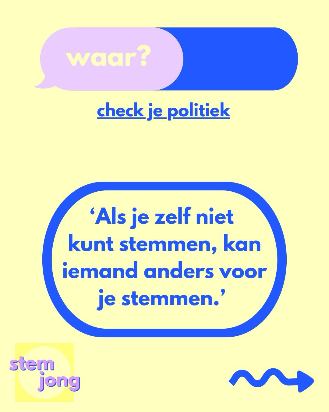 Een extra βcheck je politiekβ in het teken van de gemeenteraadsverkiezingen! β
Want ja, kun je zelf niet fysiek naar de stembus morgen? Dan hoeft je stem niet verloren te gaan π³οΈ
Dus no excuses! Machtig je vriend, partner, buurvrouw of opa en zorg dat jouw stem gehoord wordt!
π Blijf ons volgen en check je politiek met ons.
πͺπΊ co-funded by the European Union
#stemjong #voteyoung #allesispolitiek #gemeenteraadsverkiezingen #jouwstemtelt